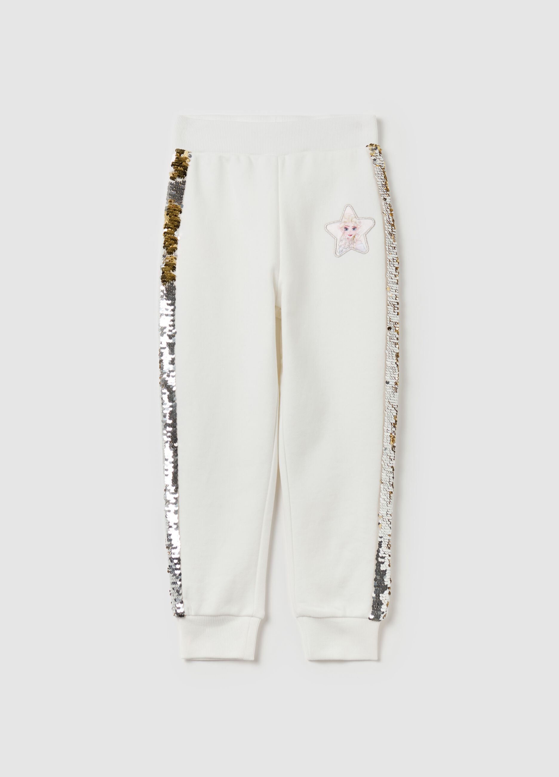 Joggers in felpa con paillettes e patch Elsa