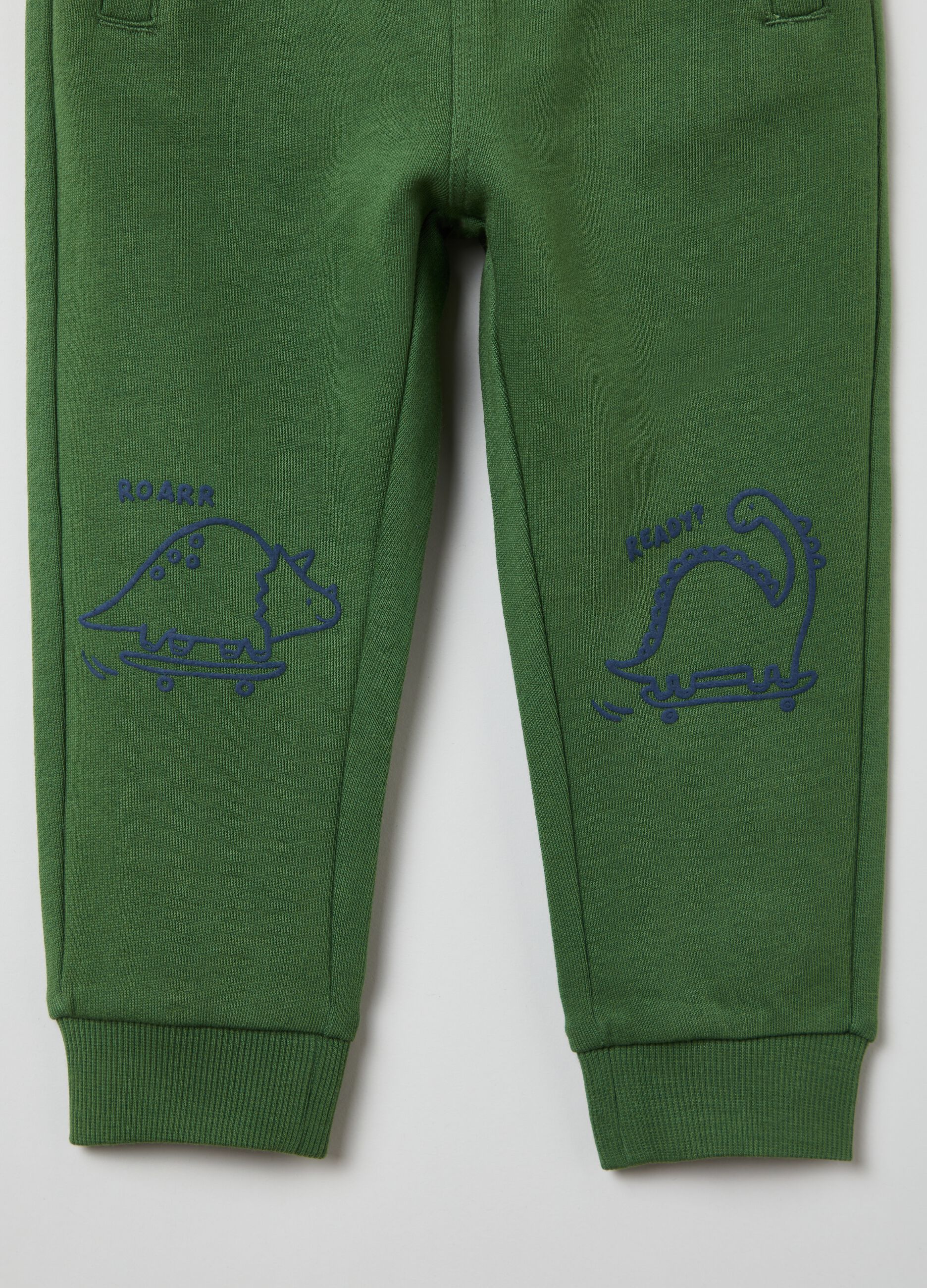 Fleece joggers with drawstring and print