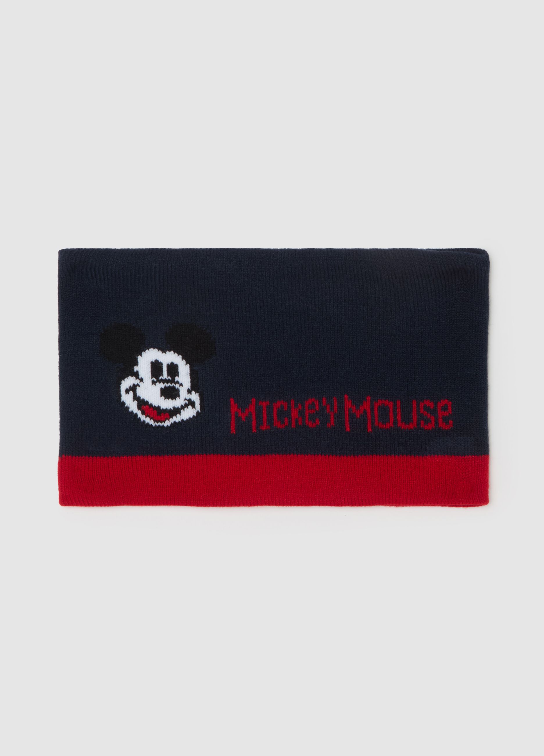 Knit neck warmer with Mickey Mouse design