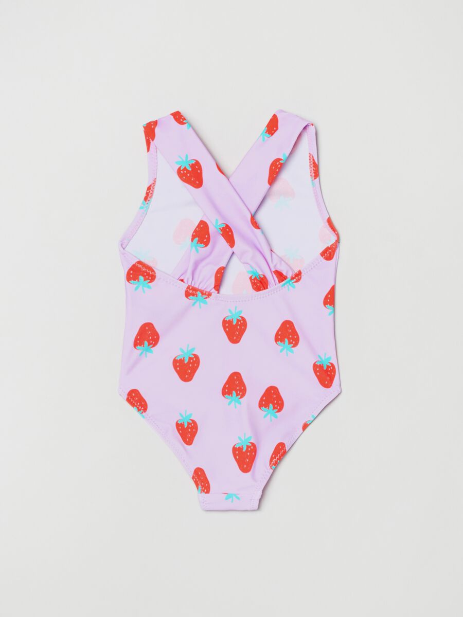 One-piece swimsuit with strawberries print_1