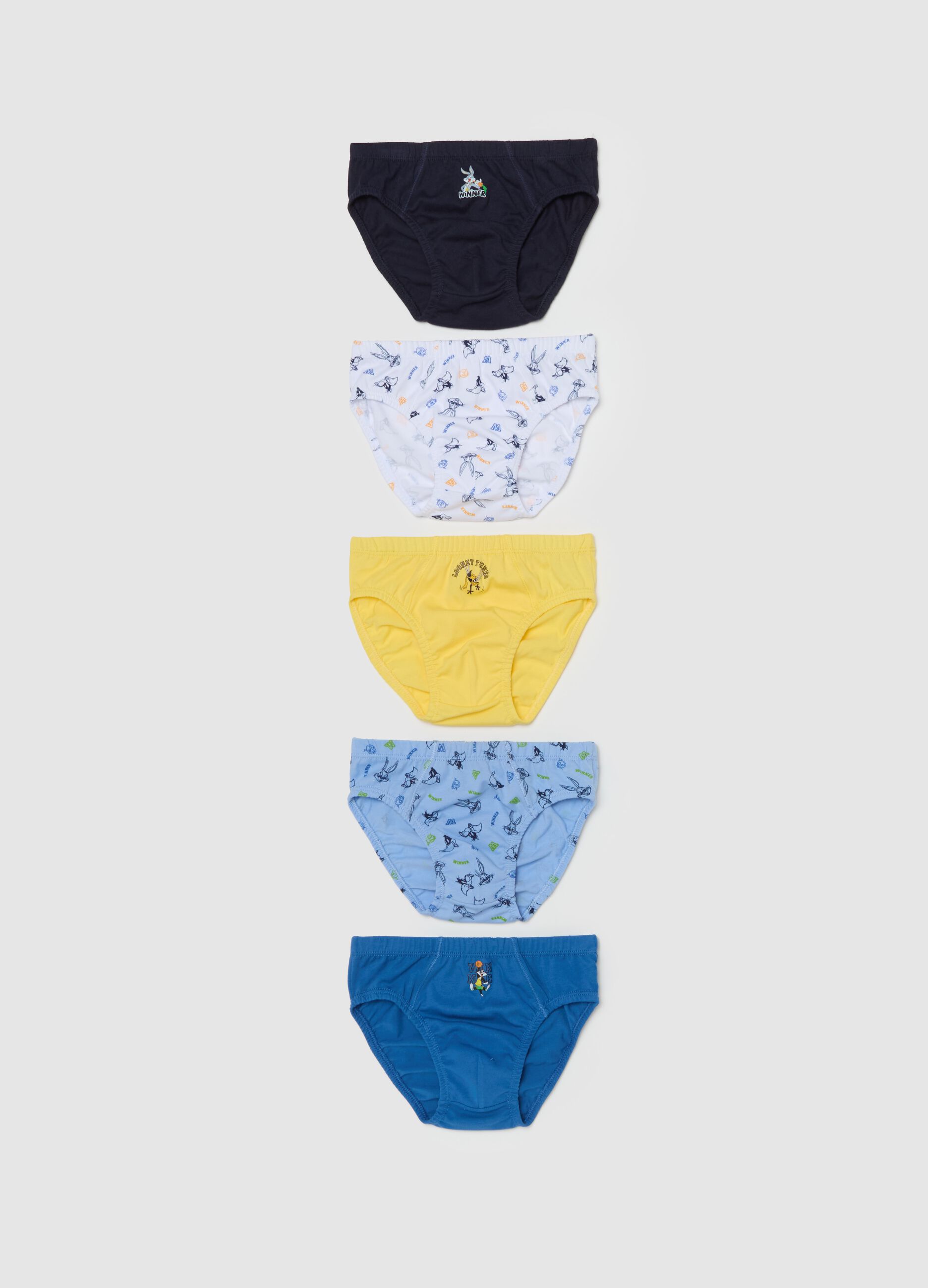 Five-pack Daffy Duck and Bugs Bunny briefs in organic cotton