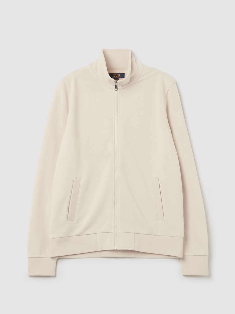 Full-zip sweatshirt in French terry with high neck_4