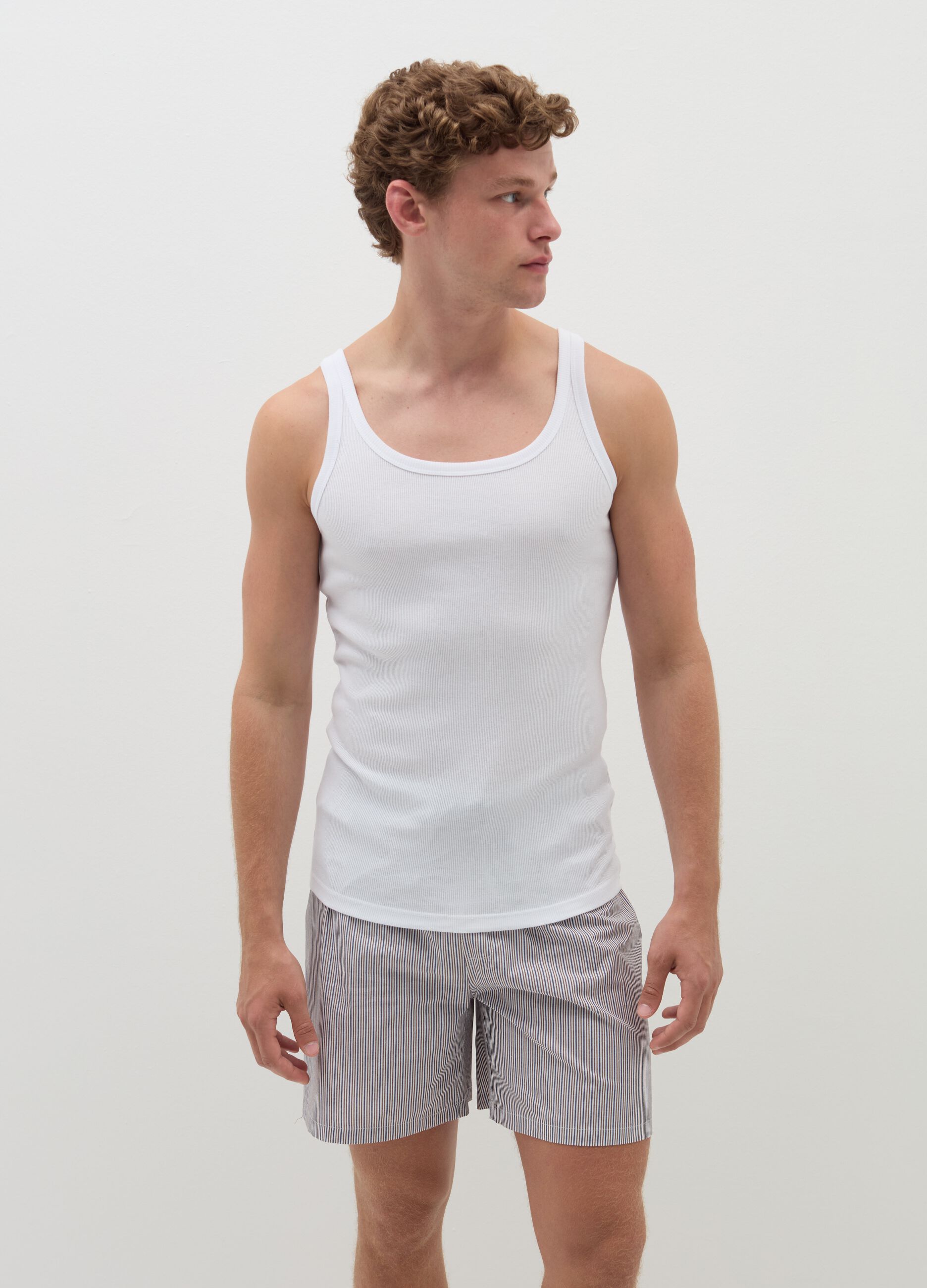 Two-pack ribbed organic cotton racerback vests