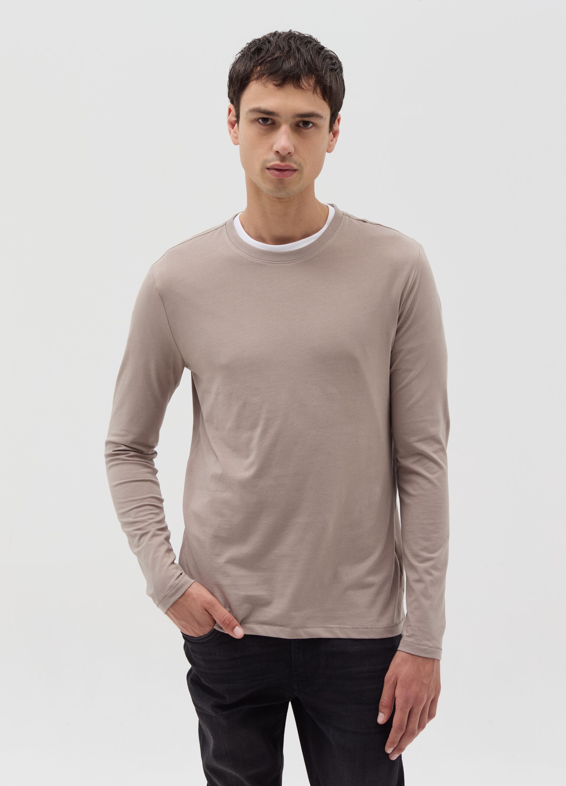 Jersey T-shirt with round neck