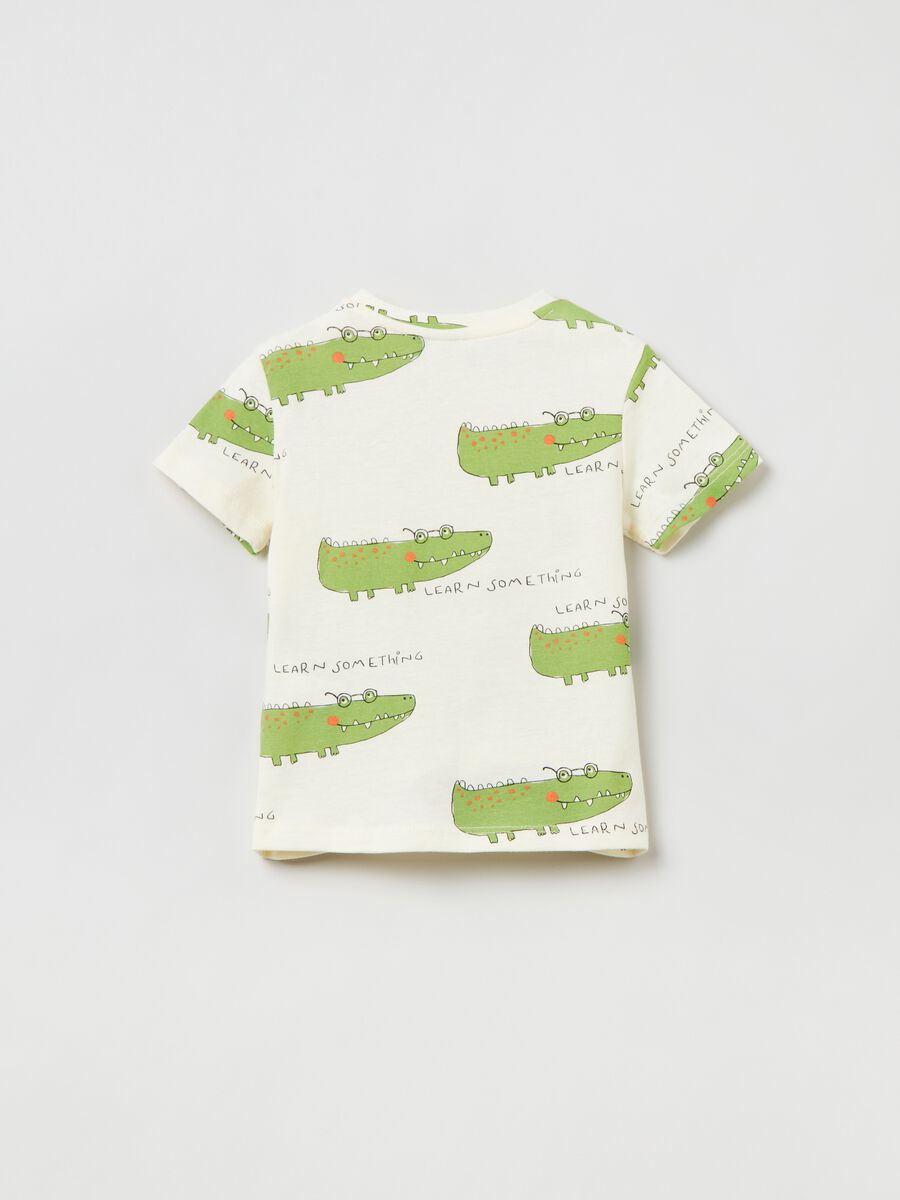Cotton T-shirt with crocodile print_1