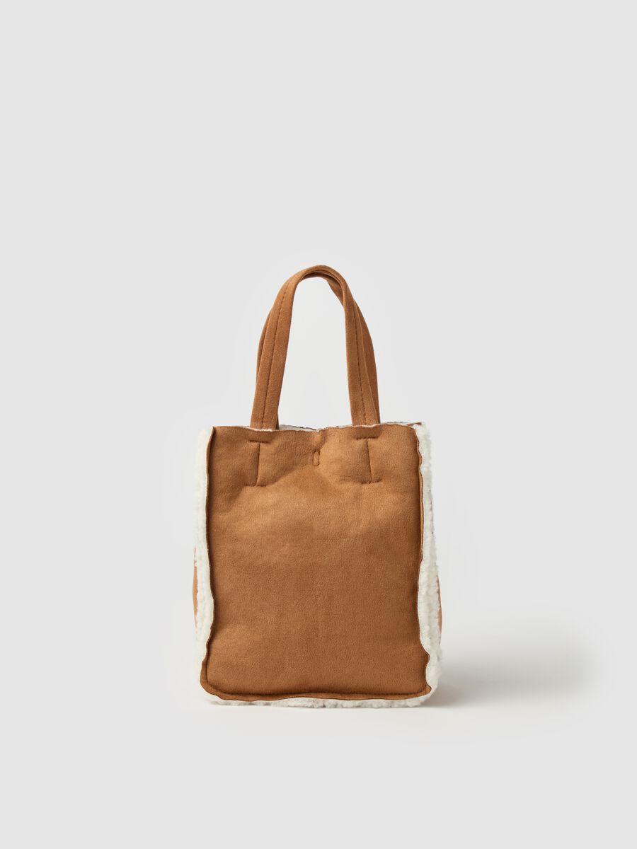 Mini tote bag con interno in sherpa_0