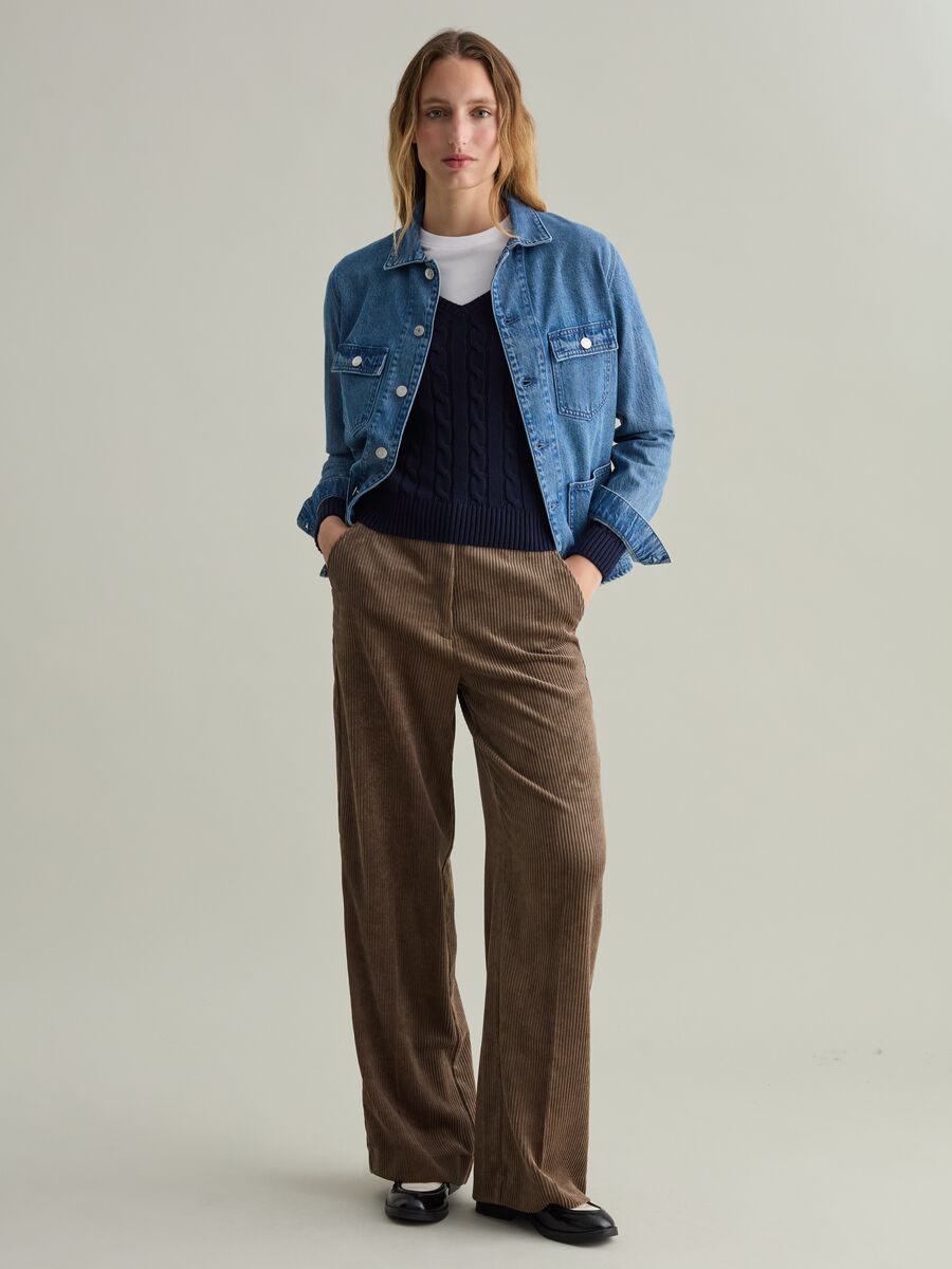 Wide-leg trousers in corduroy_0