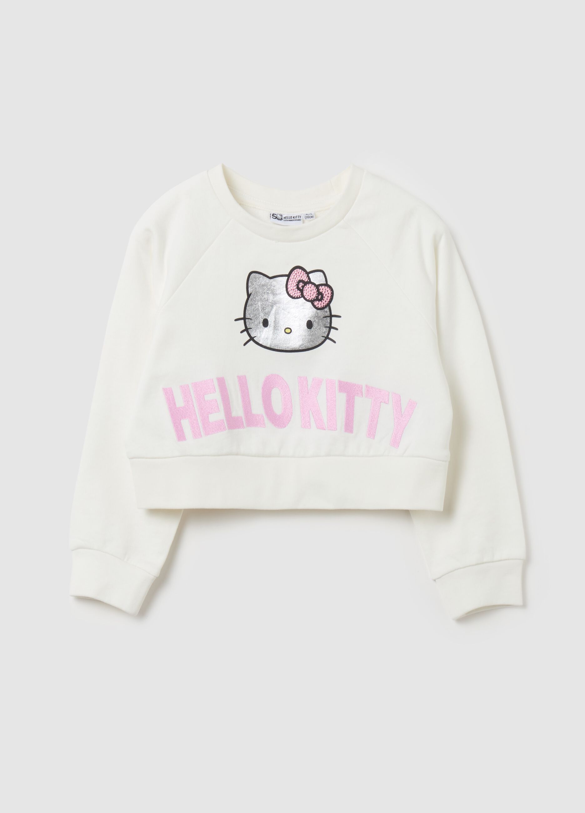 Cropped-fit sweatshirt with Hello Kitty print