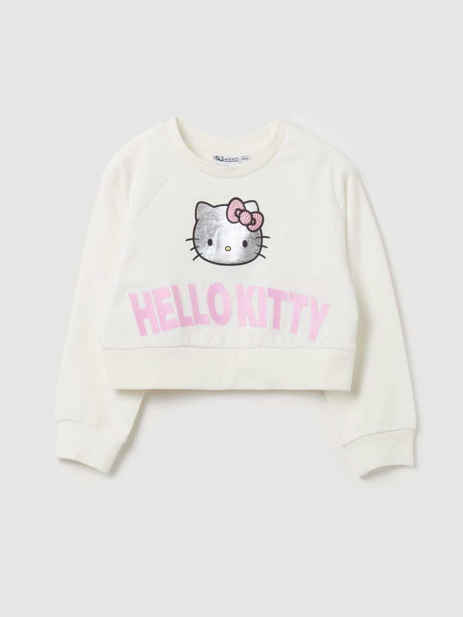 Cropped-fit sweatshirt with Hello Kitty print_0