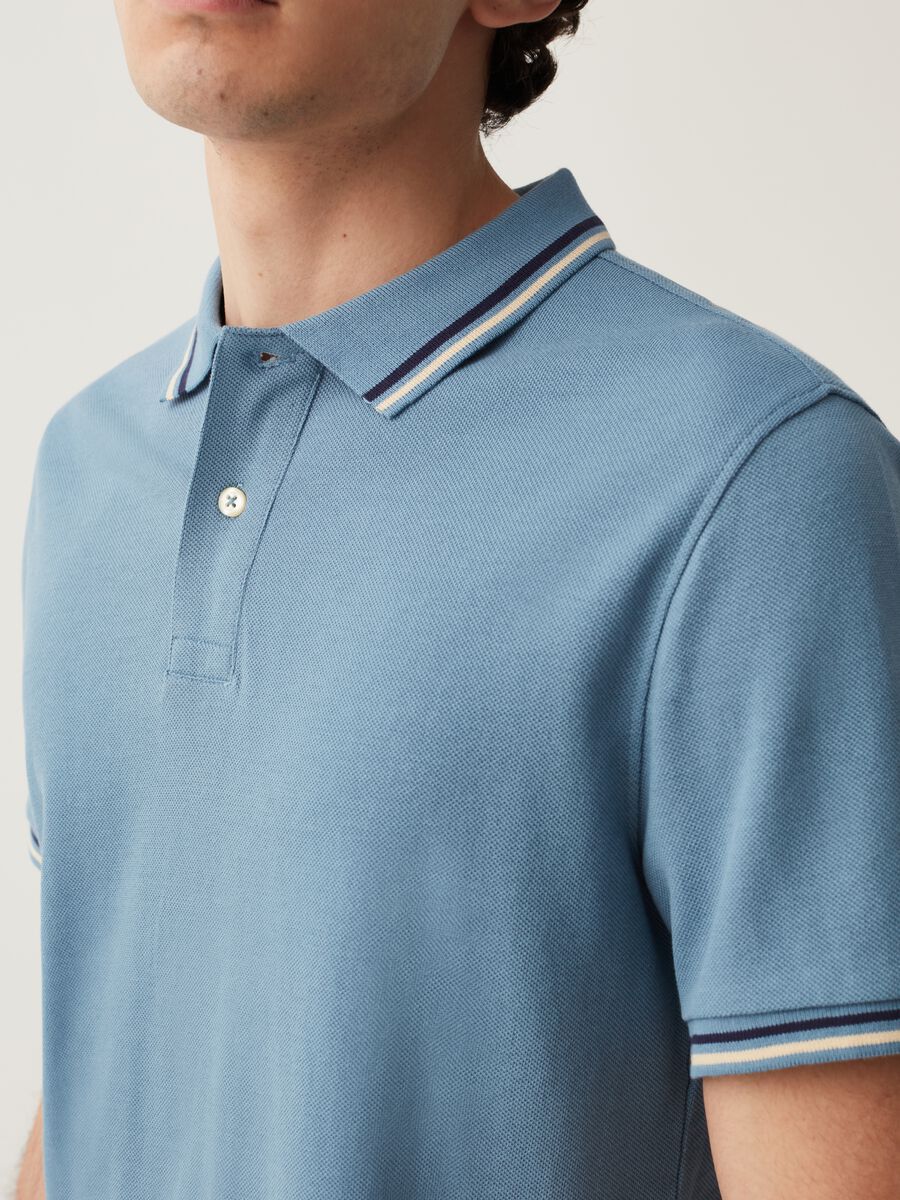 Grand&Hills polo shirt in pique with striped trim_3