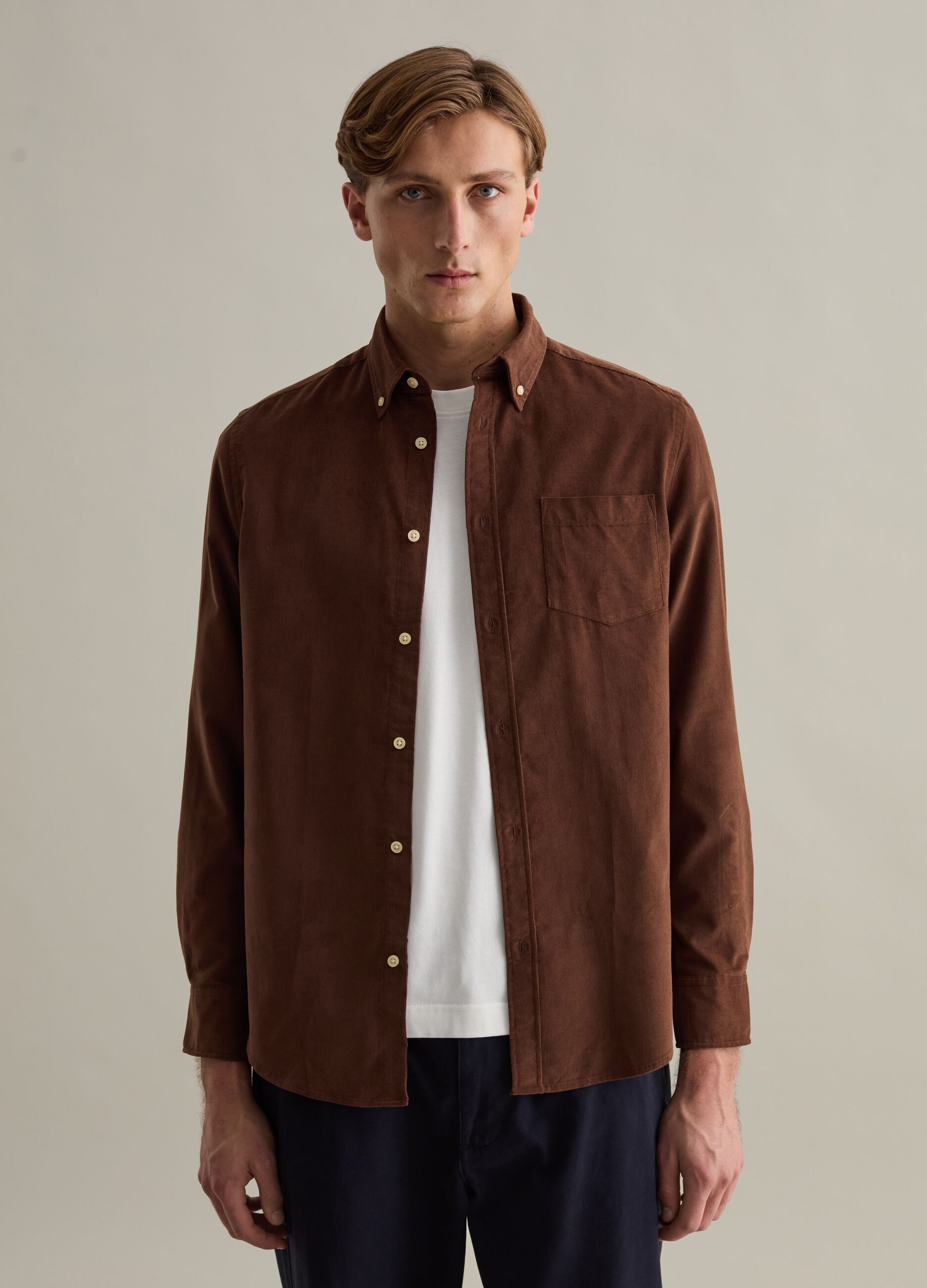 Camicia in corduroy colletto button-down