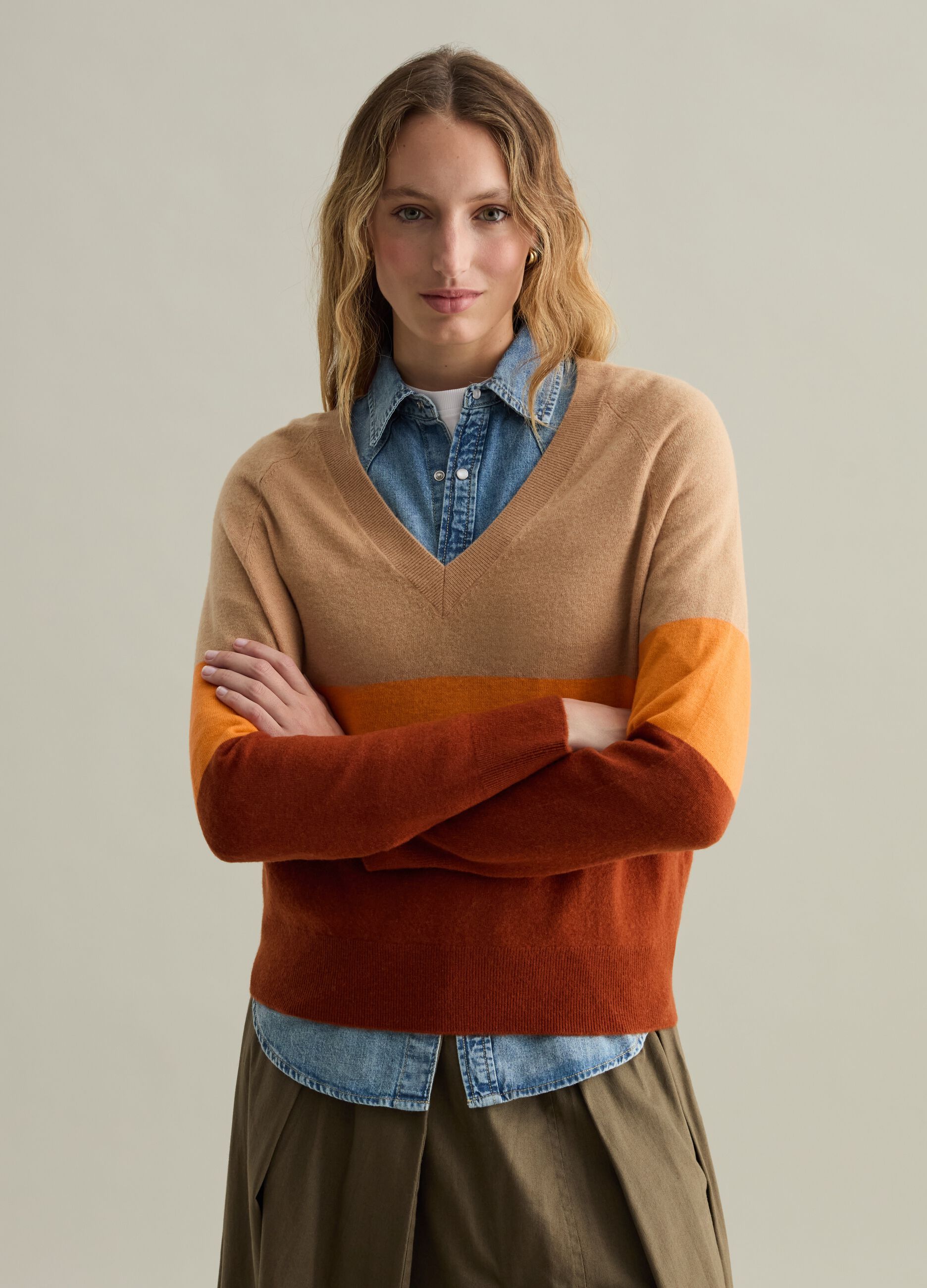 Colourblock wool pullover