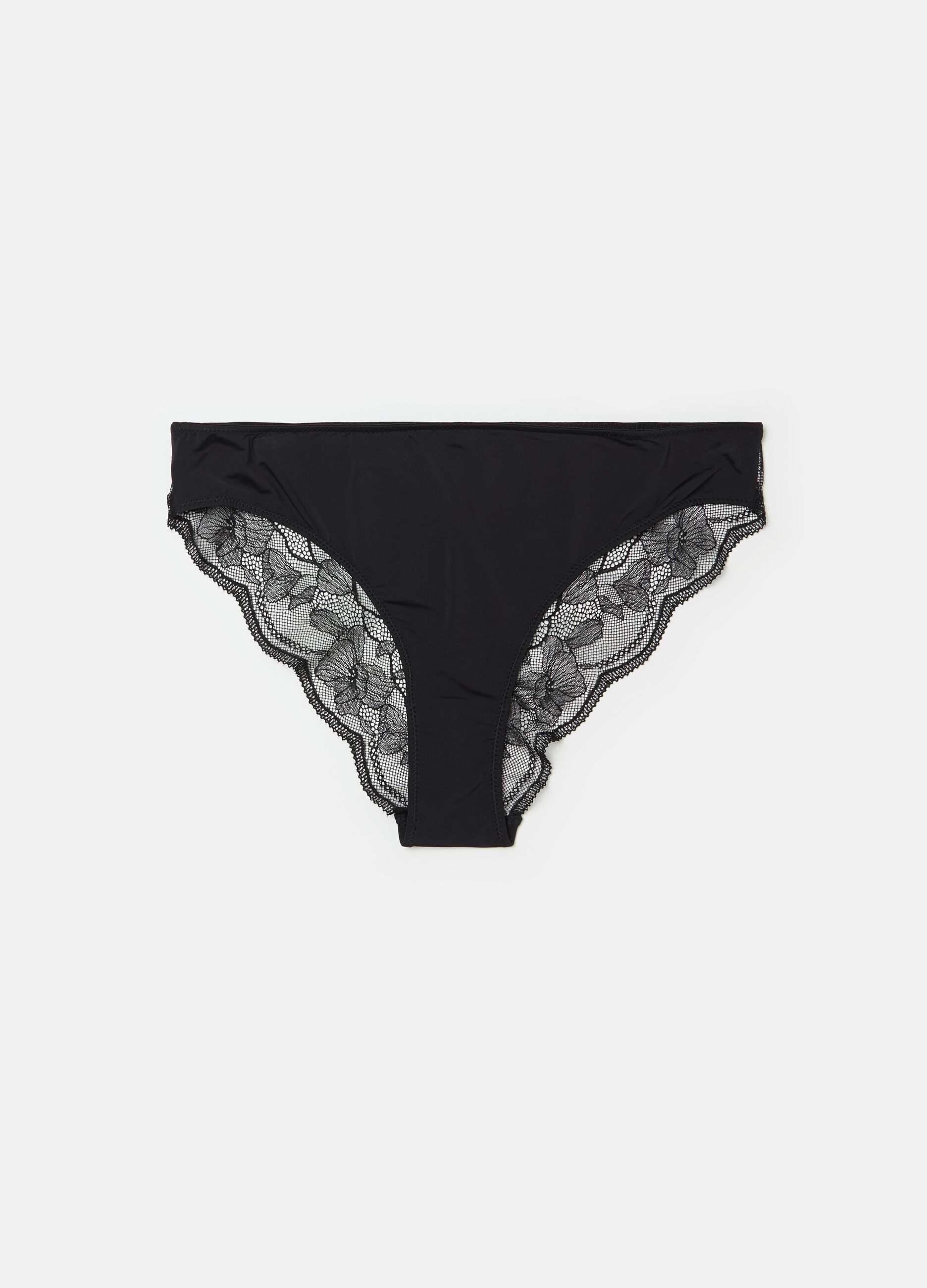 Microfibre briefs with floral lace