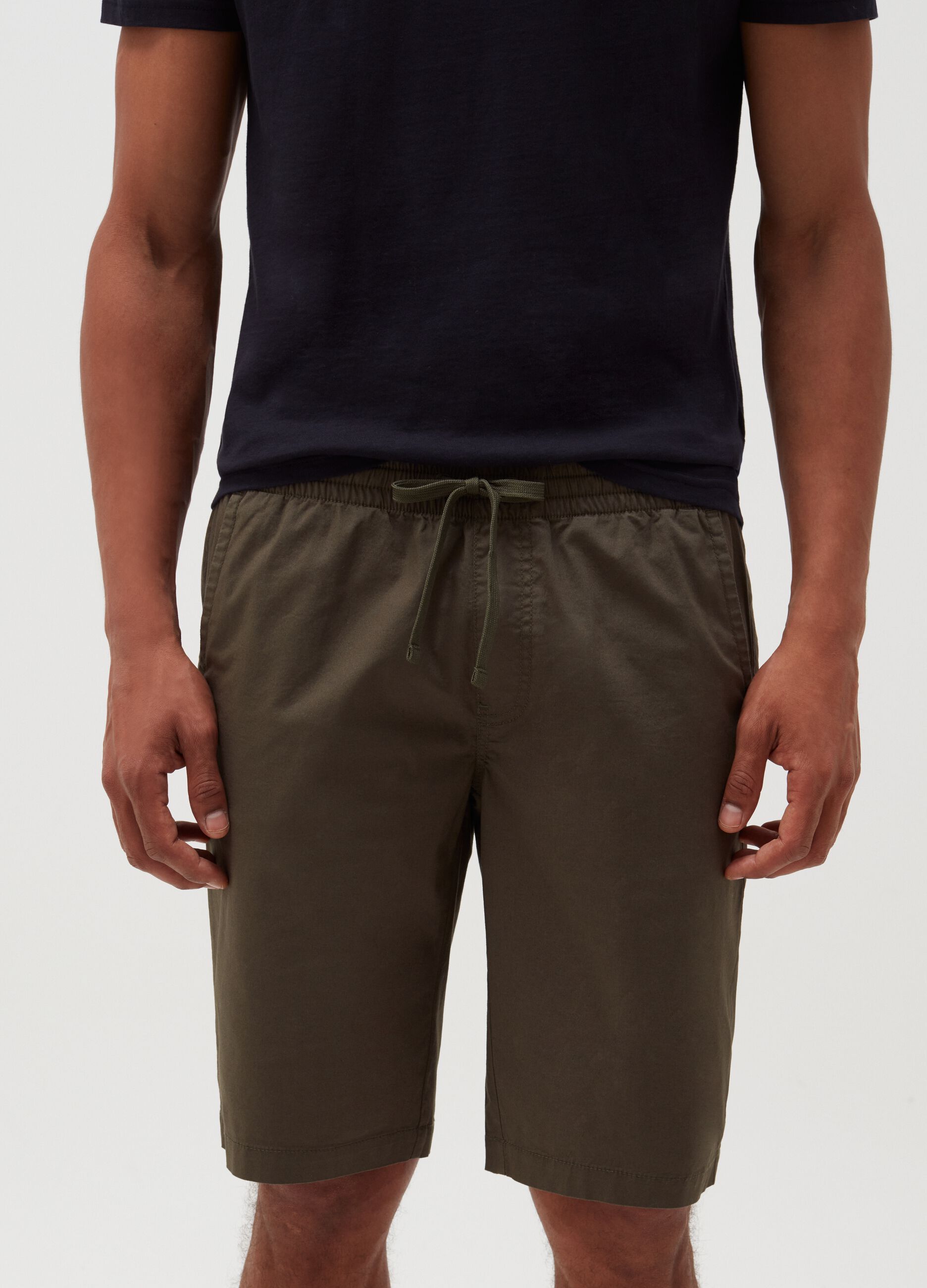 Chino Bermuda shorts in poplin with drawstring