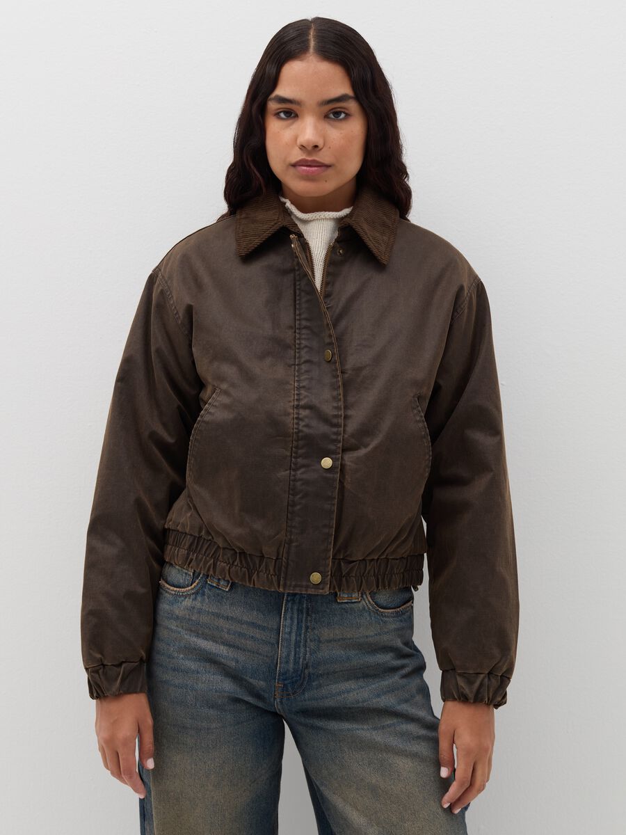 Waxed-effect bomber jacket_1