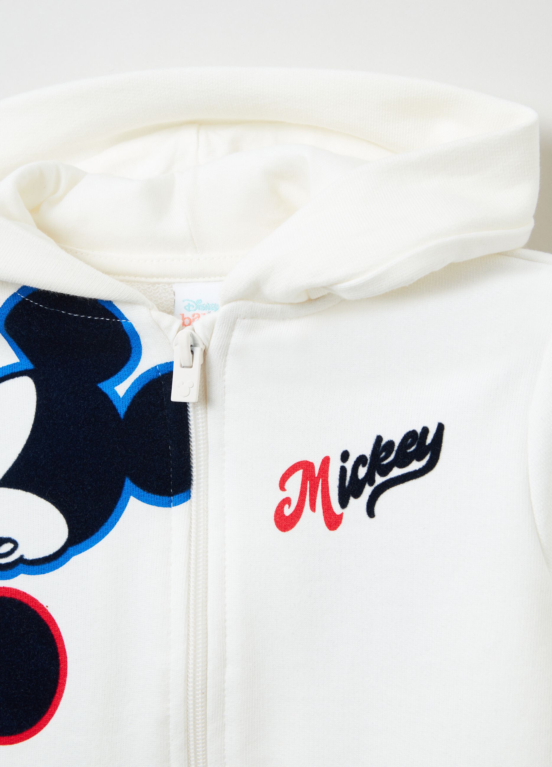 Full-zip sweatshirt with hood and Mickey Mouse print