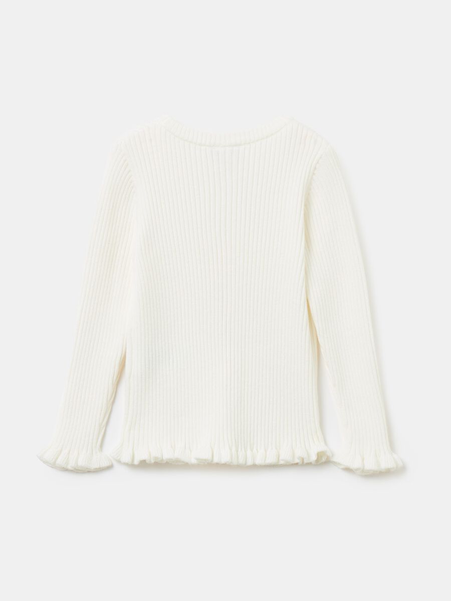 Ribbed cardigan with frills_1