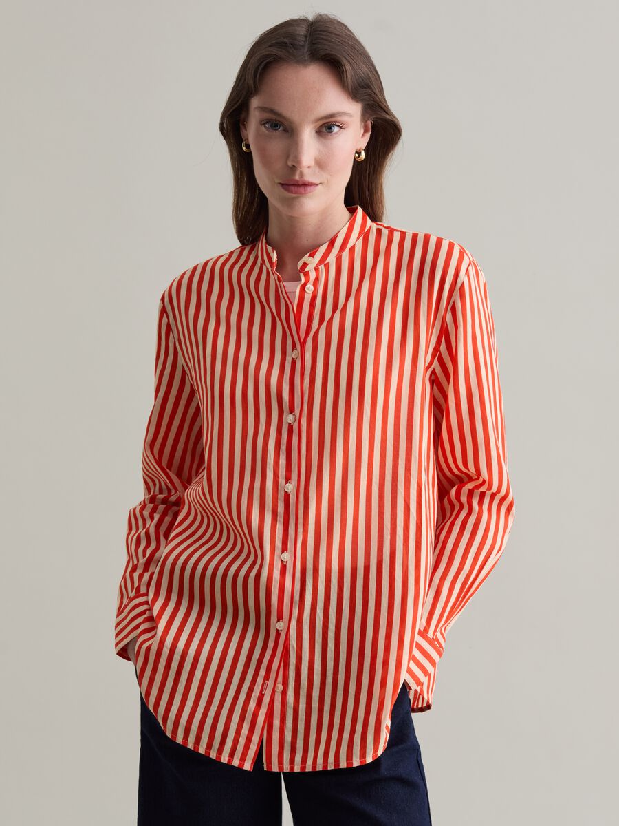 Striped shirt with Mandarin collar_1