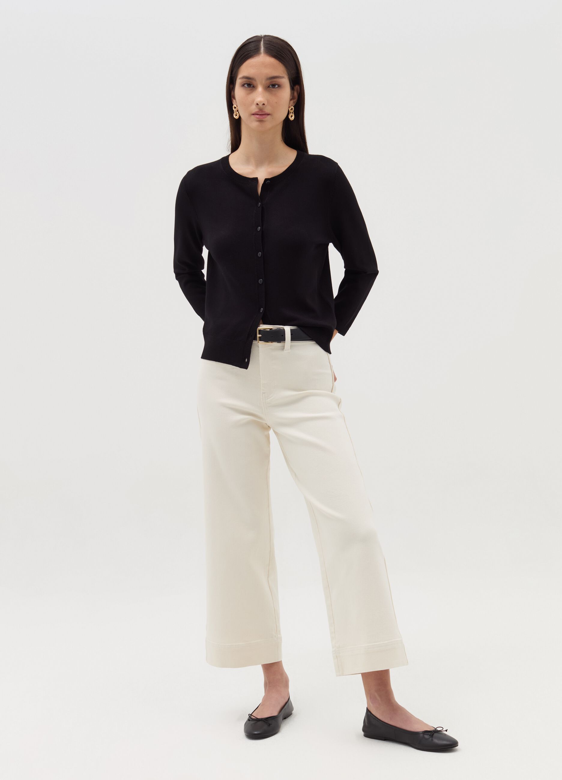 Wide-leg culotte jeans