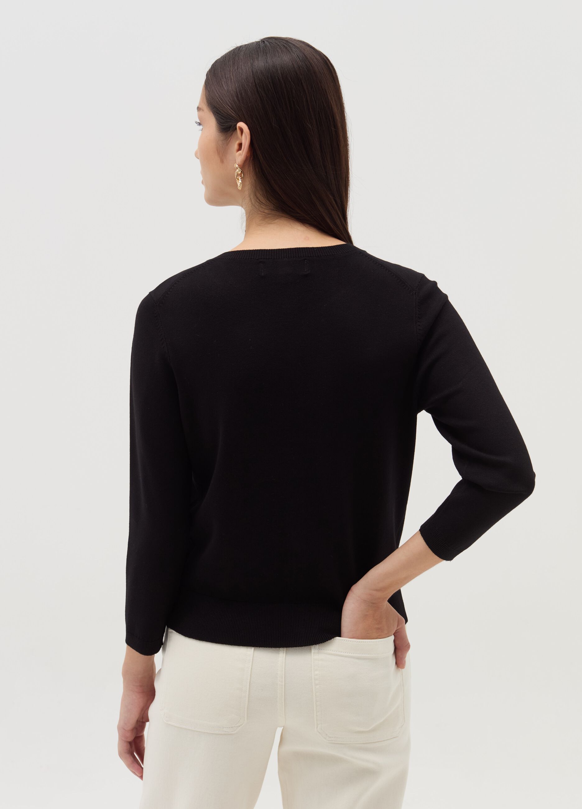 Cardigan with three-quarter sleeves