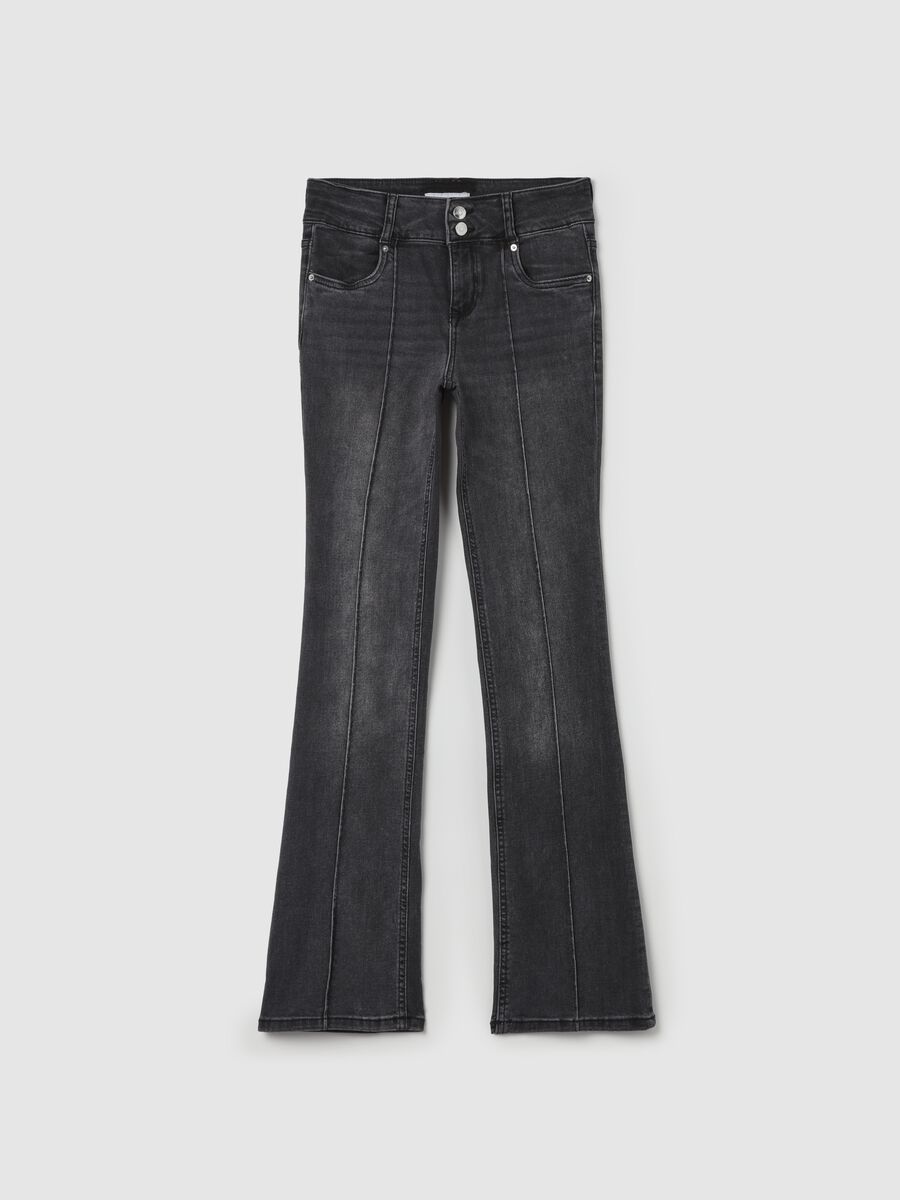 Flare-fit jeans with raised stitching_0