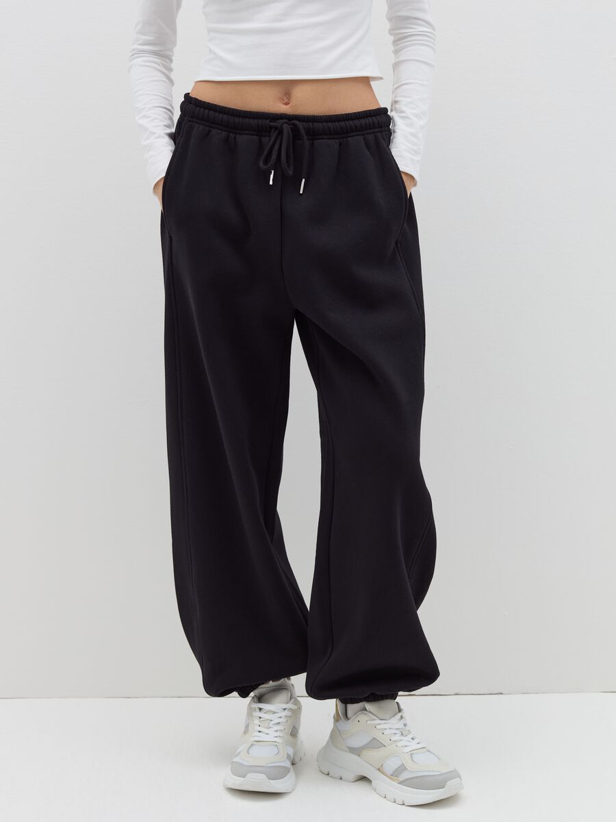 Fleece joggers with drawstring_1