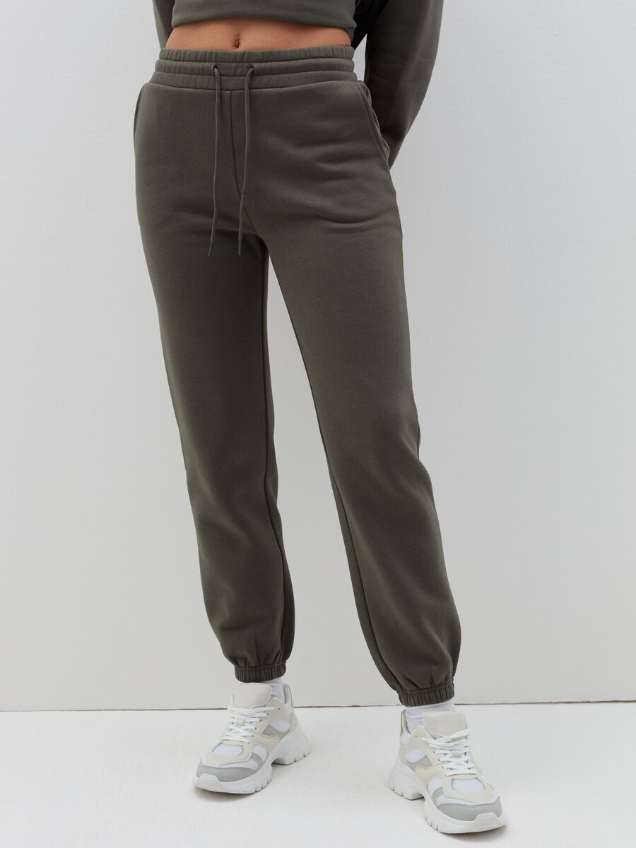 Fleece joggers with drawstring_1