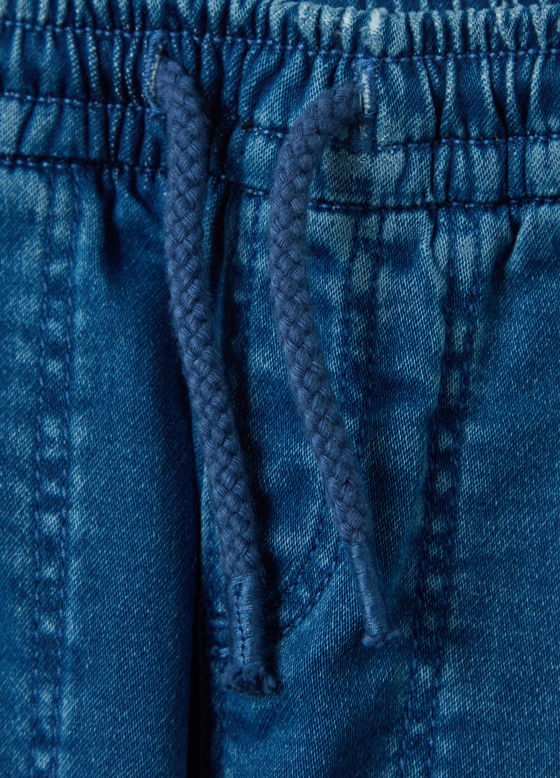 Denim joggers with drawstring