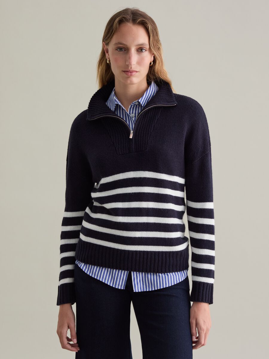 Striped half-zip pullover_1