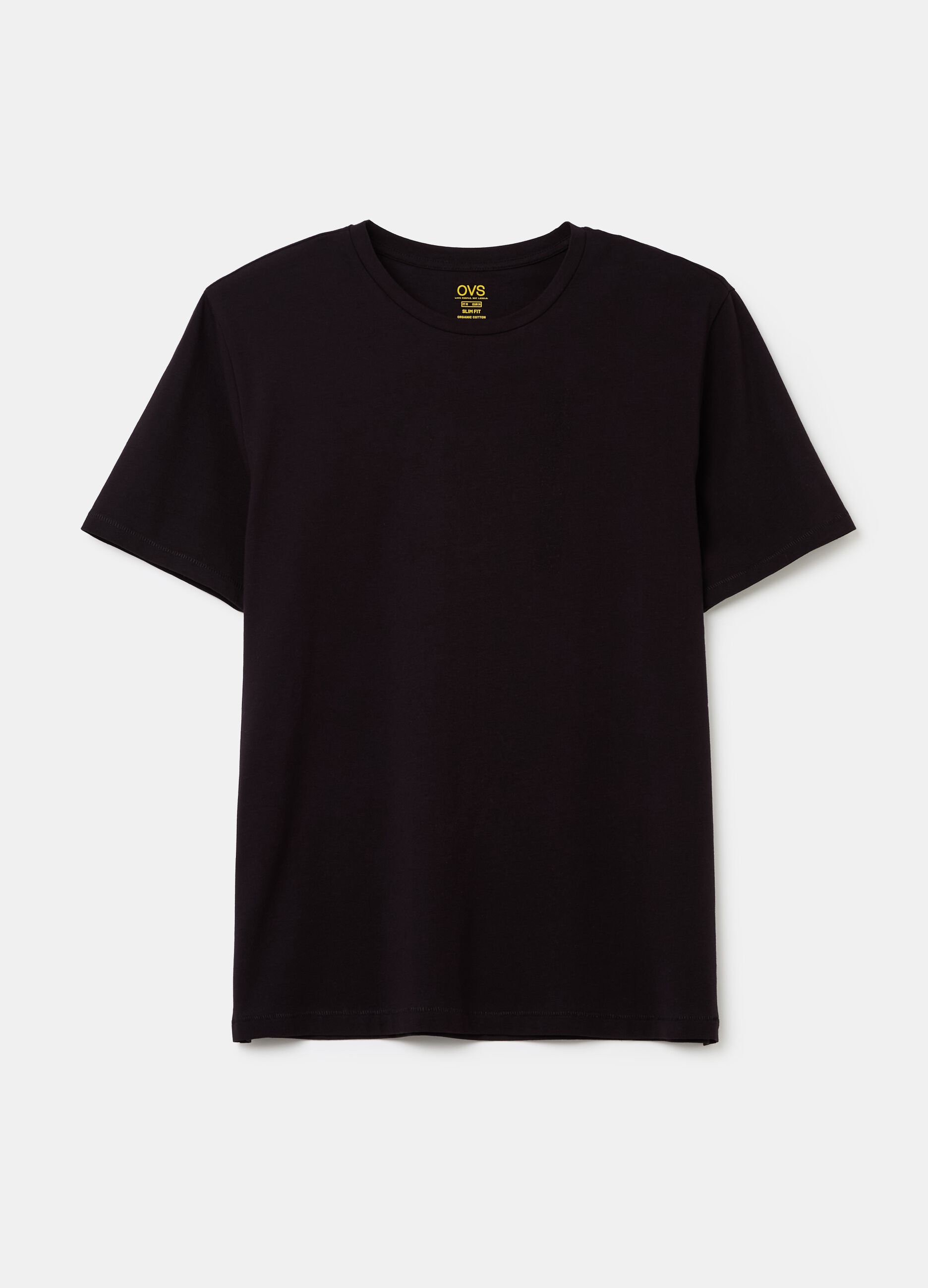 Stretch cotton T-shirt with crew-neck