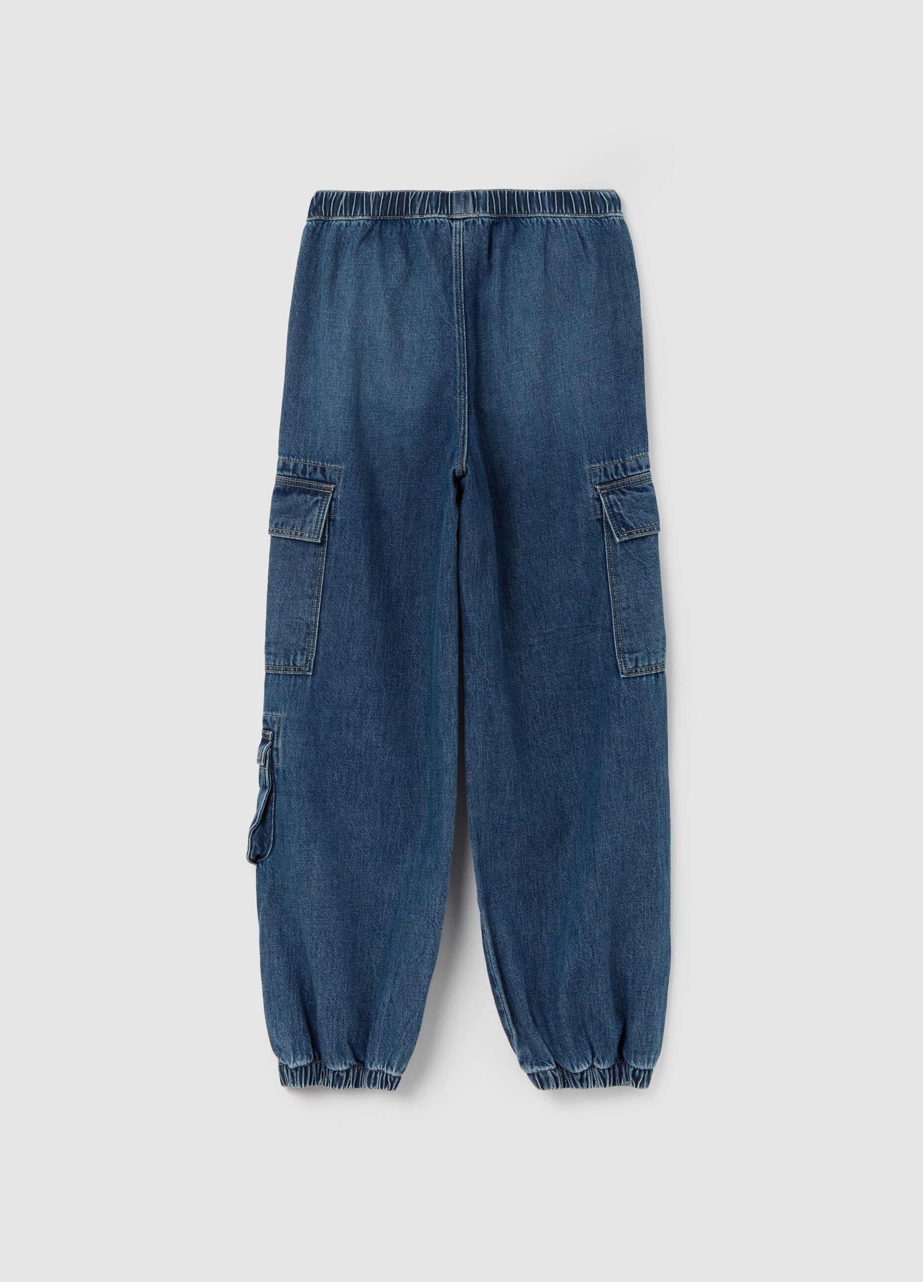 Parachute cargo joggers in denim