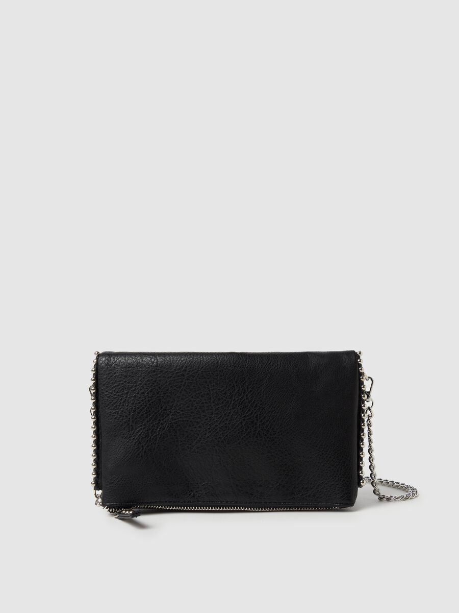 Textured-effect rectangular bag with shoulder strap_0