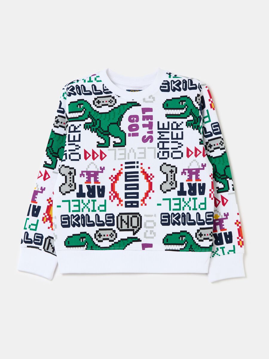 Sweatshirt with gaming dinosaur print_0