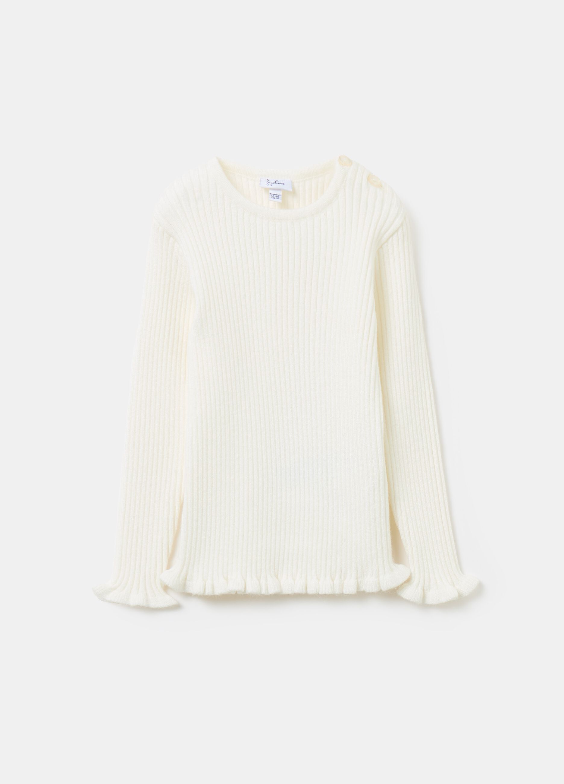 Ribbed pullover with frills