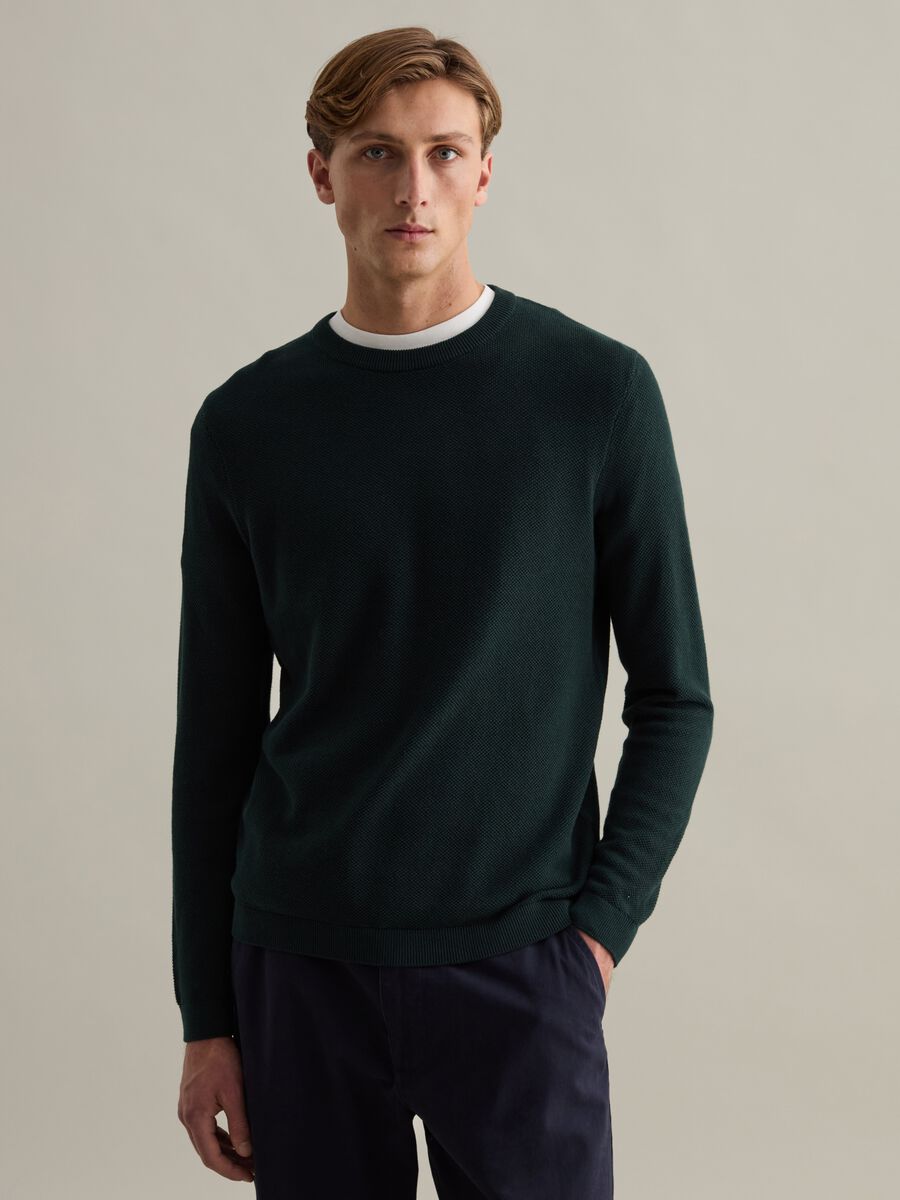 Piquet pullover with round neck_1