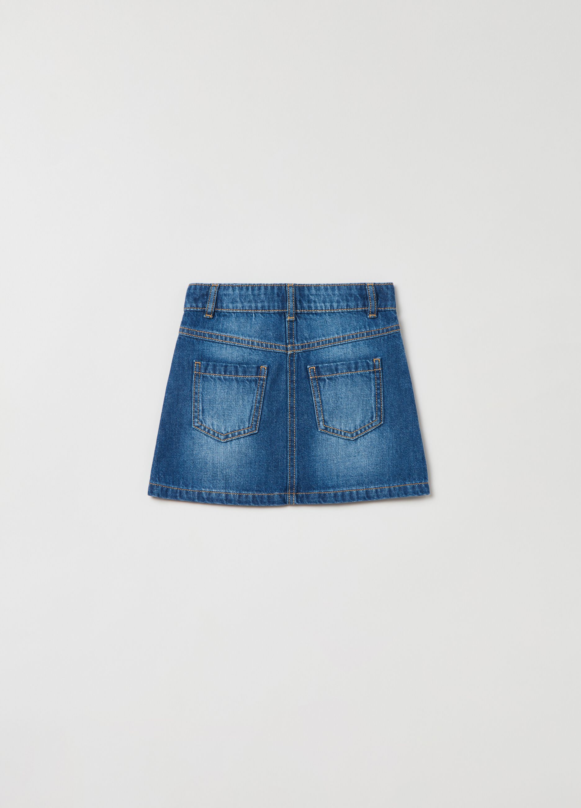 Denim miniskirt with pockets