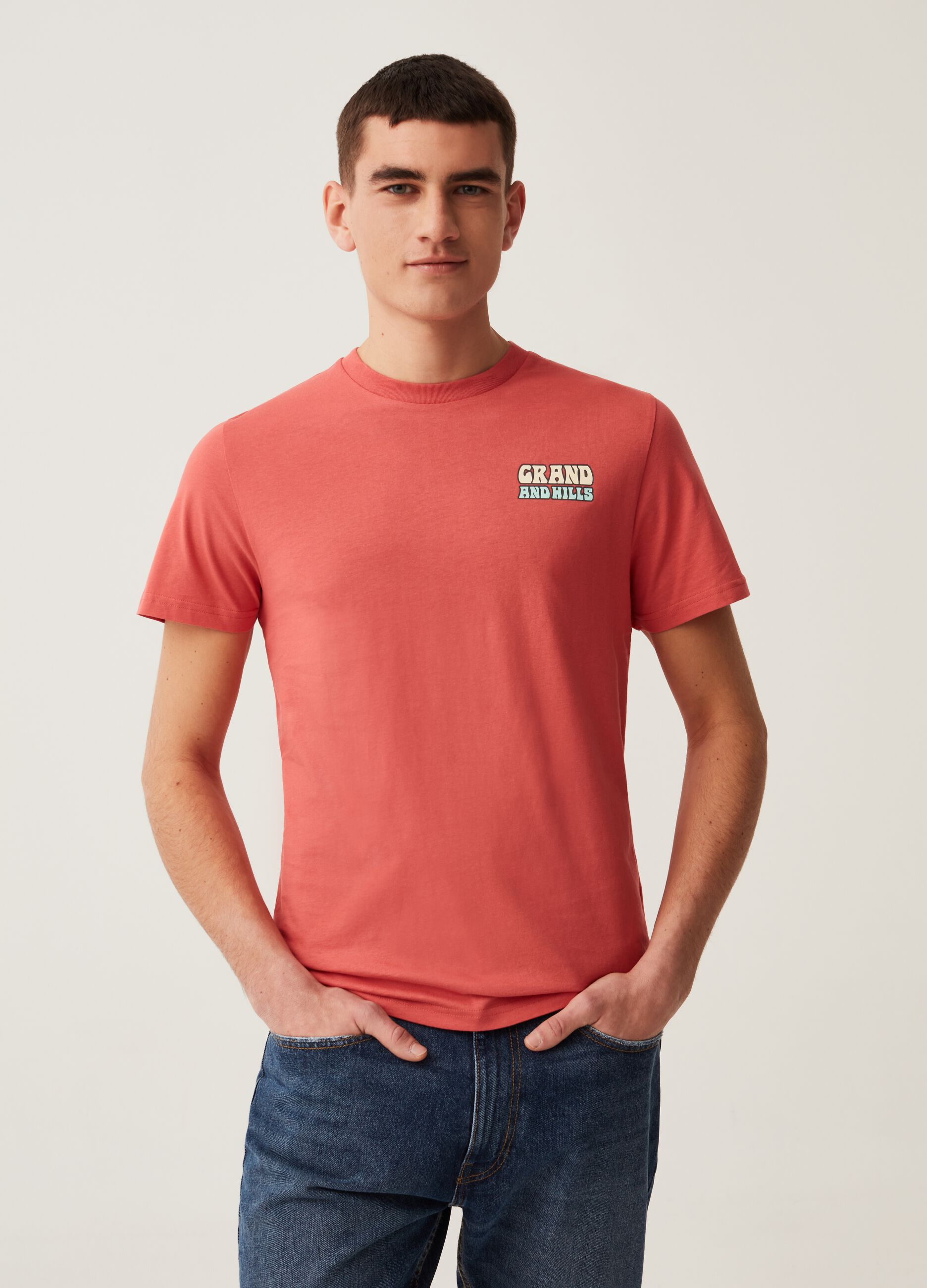 Cotton T-shirt with Grand&Hills print