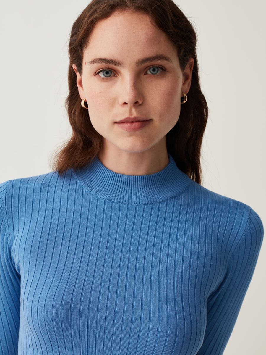 Mock neck pullover with flat ribbing_1