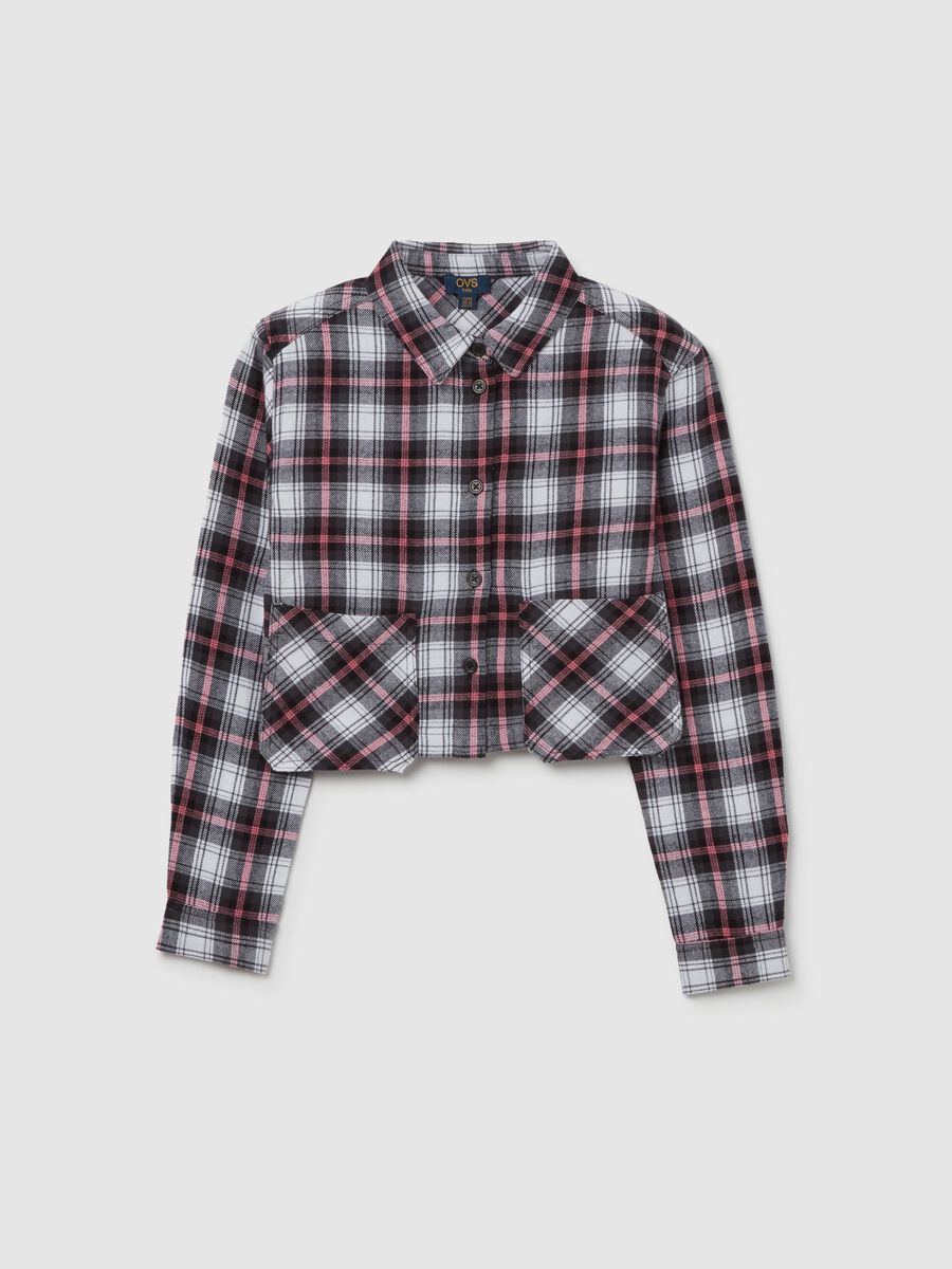 Crop shirt with check pattern_3