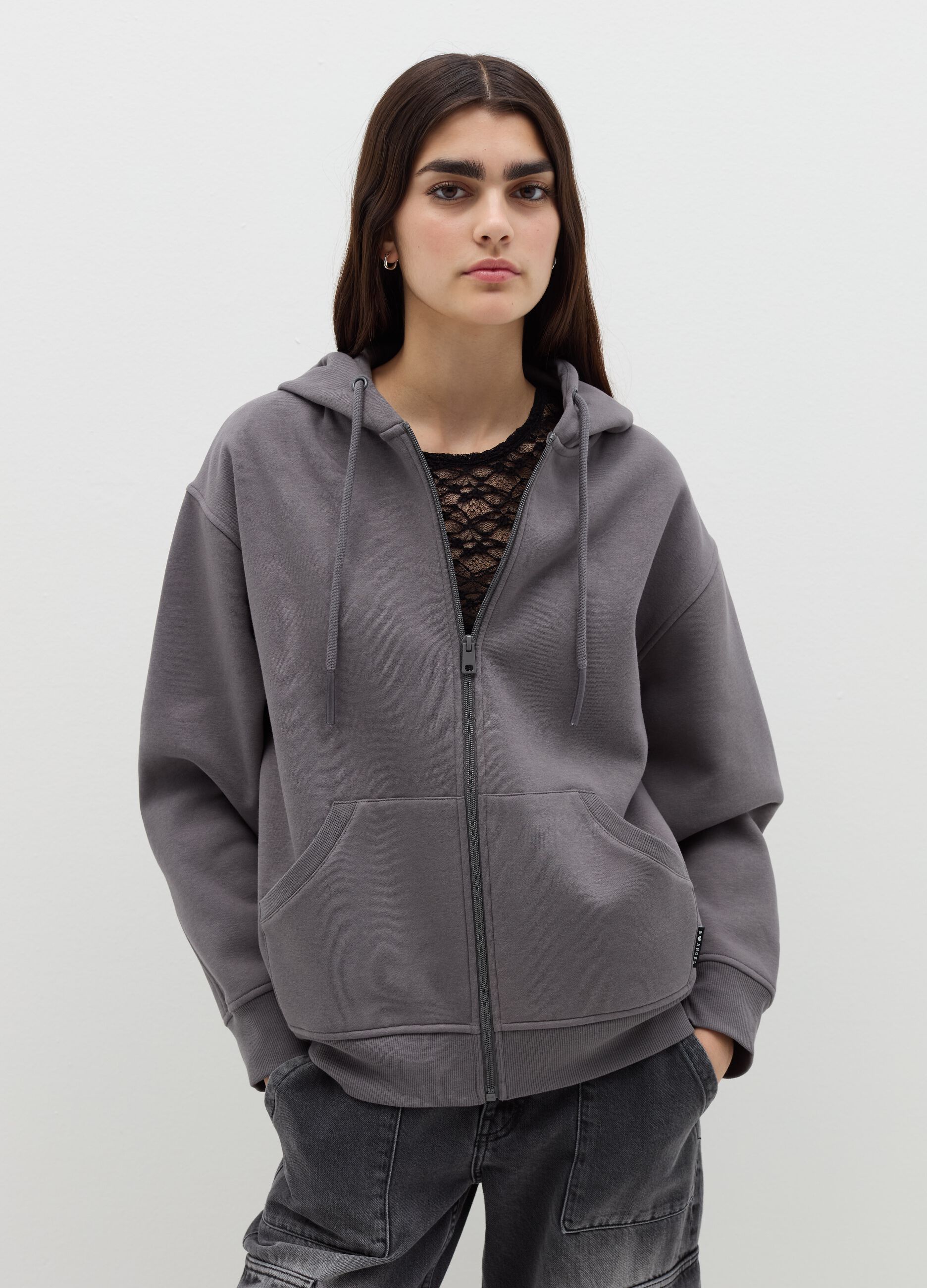 Felpa over full-zip con cappuccio