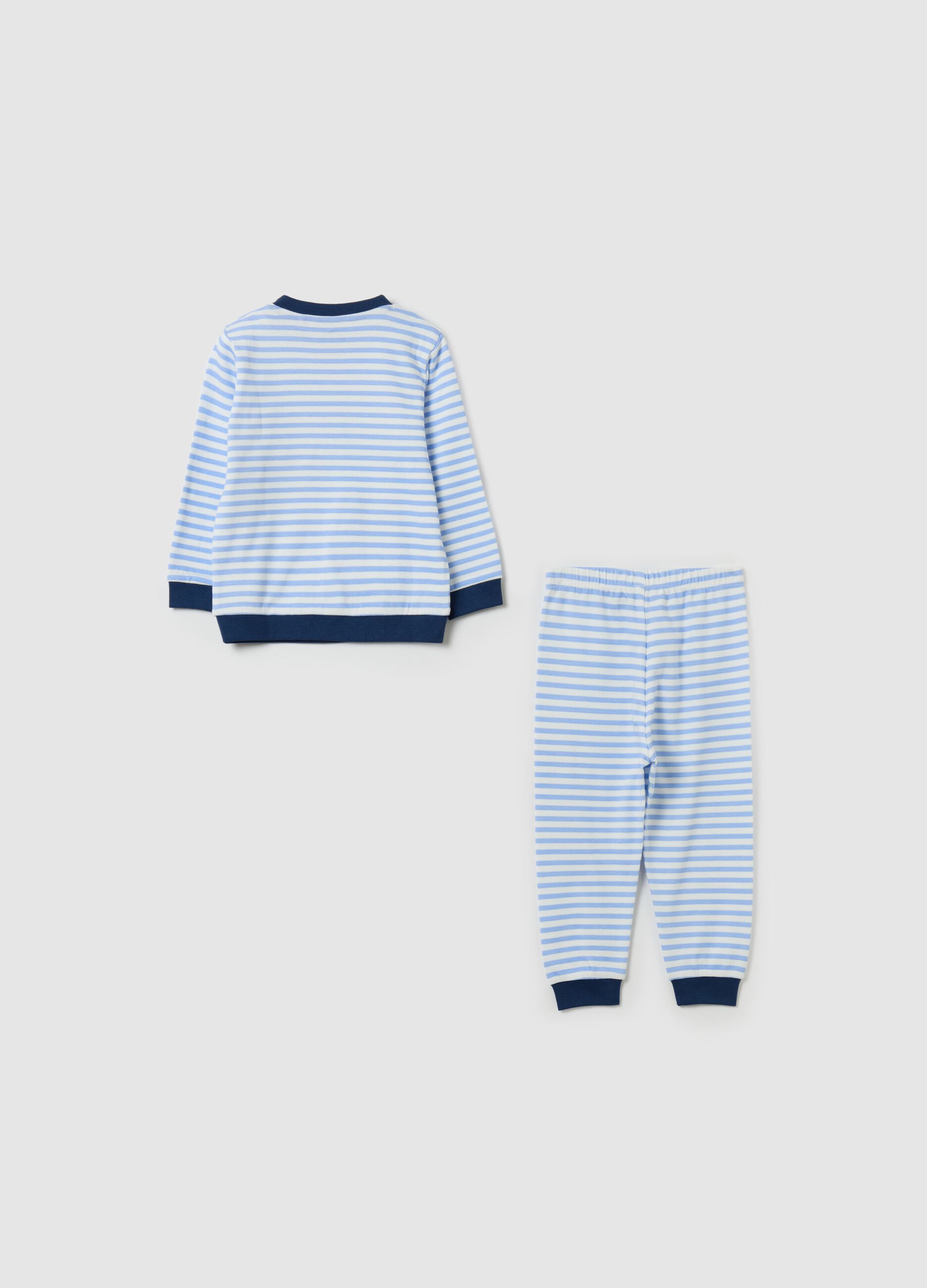 Striped organic cotton pyjamas with print