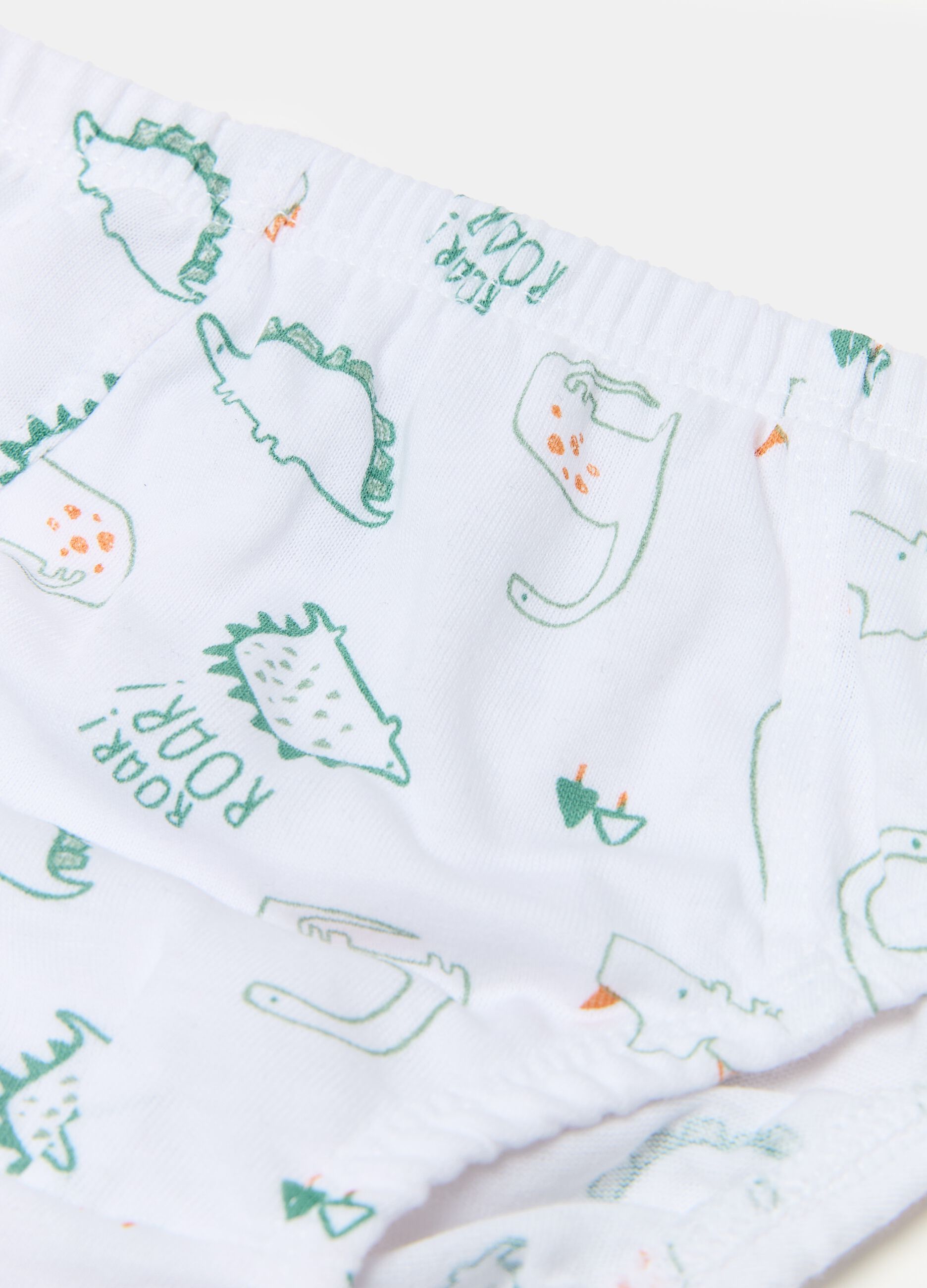 Five-pack briefs with dinosaur print