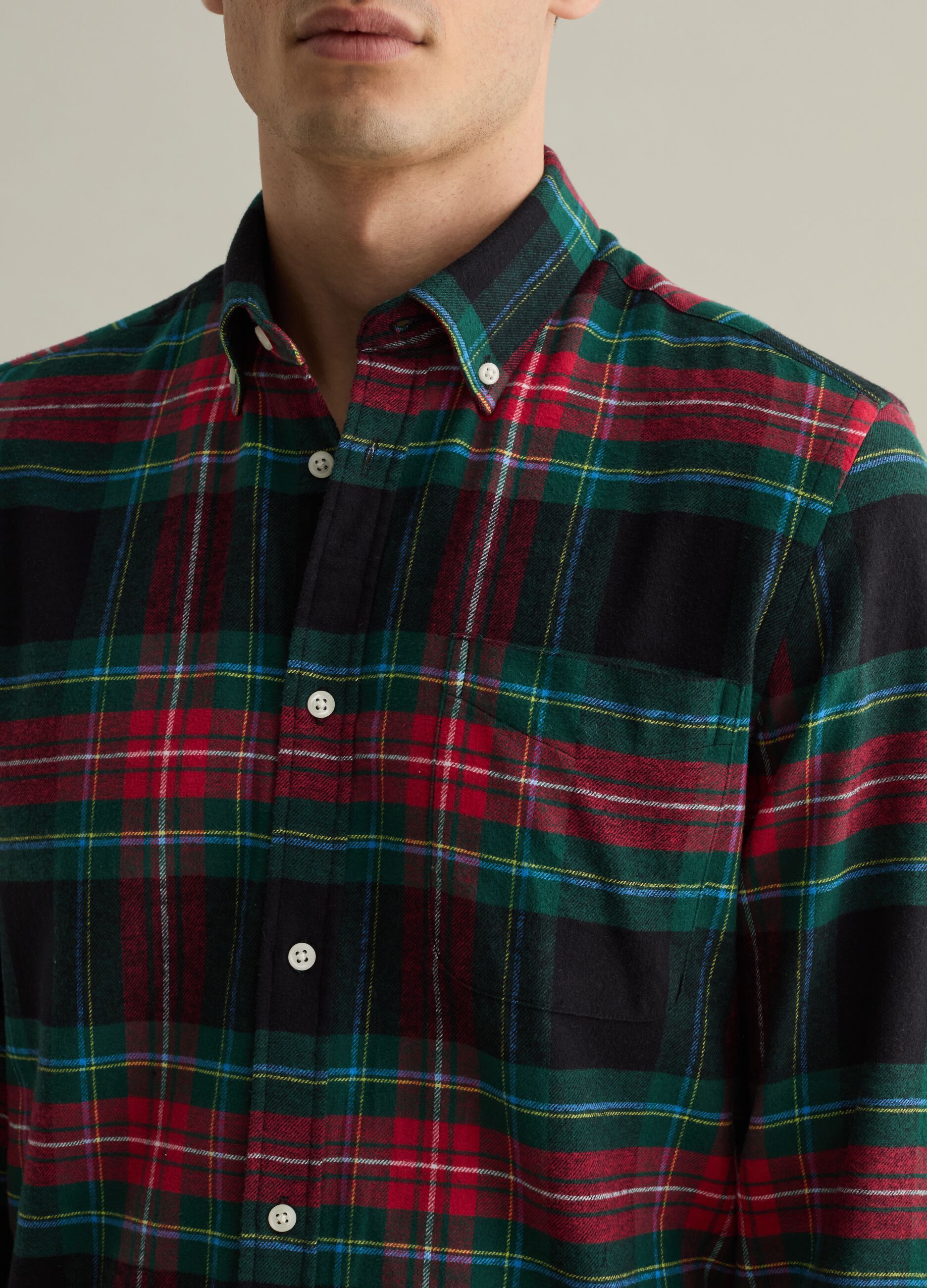 Chequered flannel button-down shirt