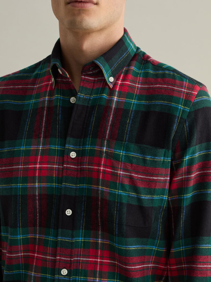 Chequered flannel button-down shirt_3