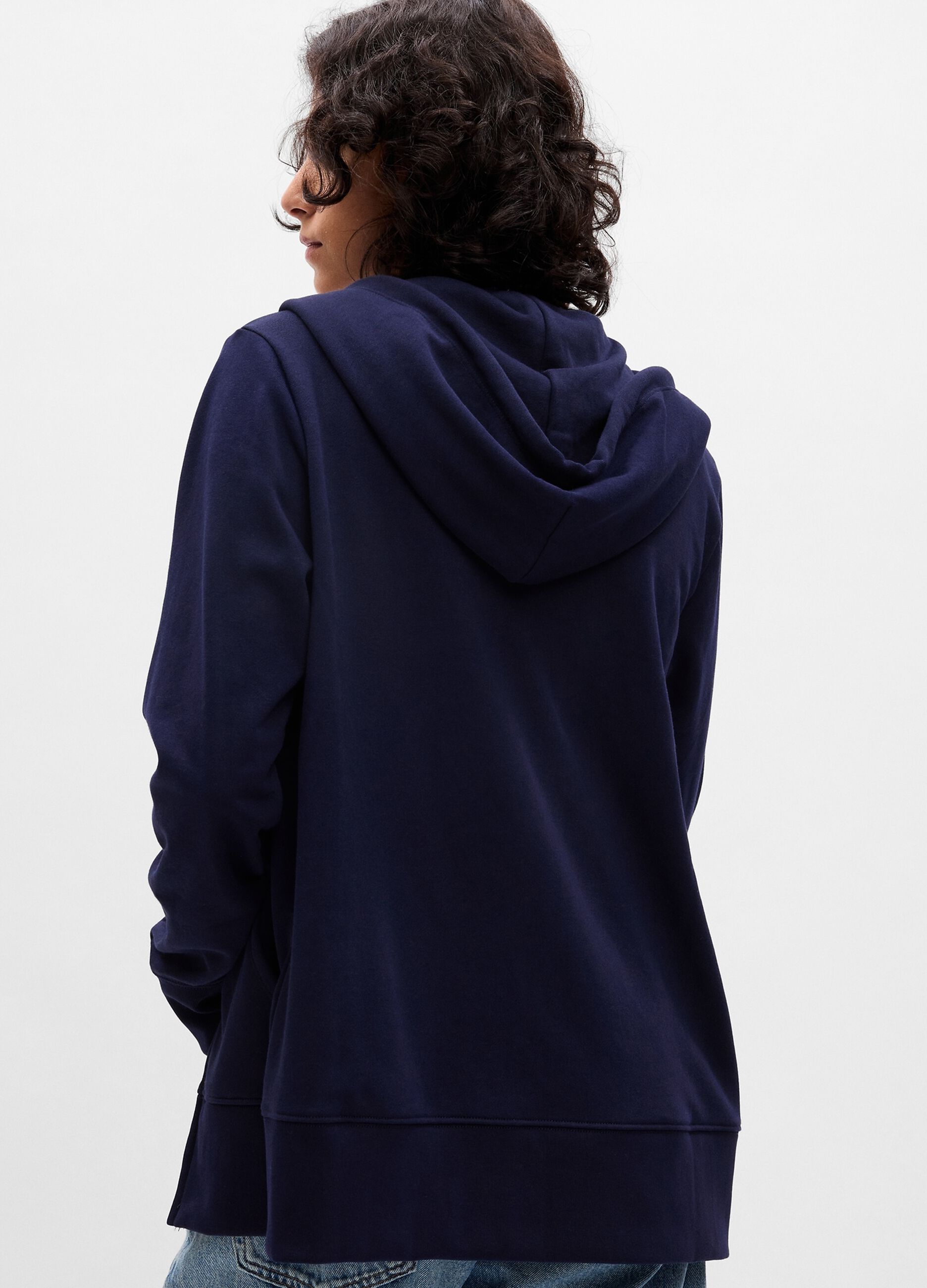 Full-zip sweatshirt in French terry with bouclé logo application