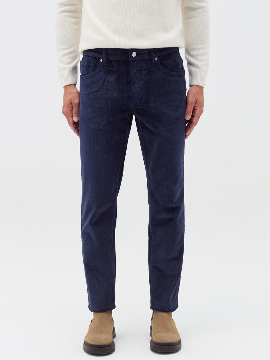 Trousers with five pockets in corduroy_1