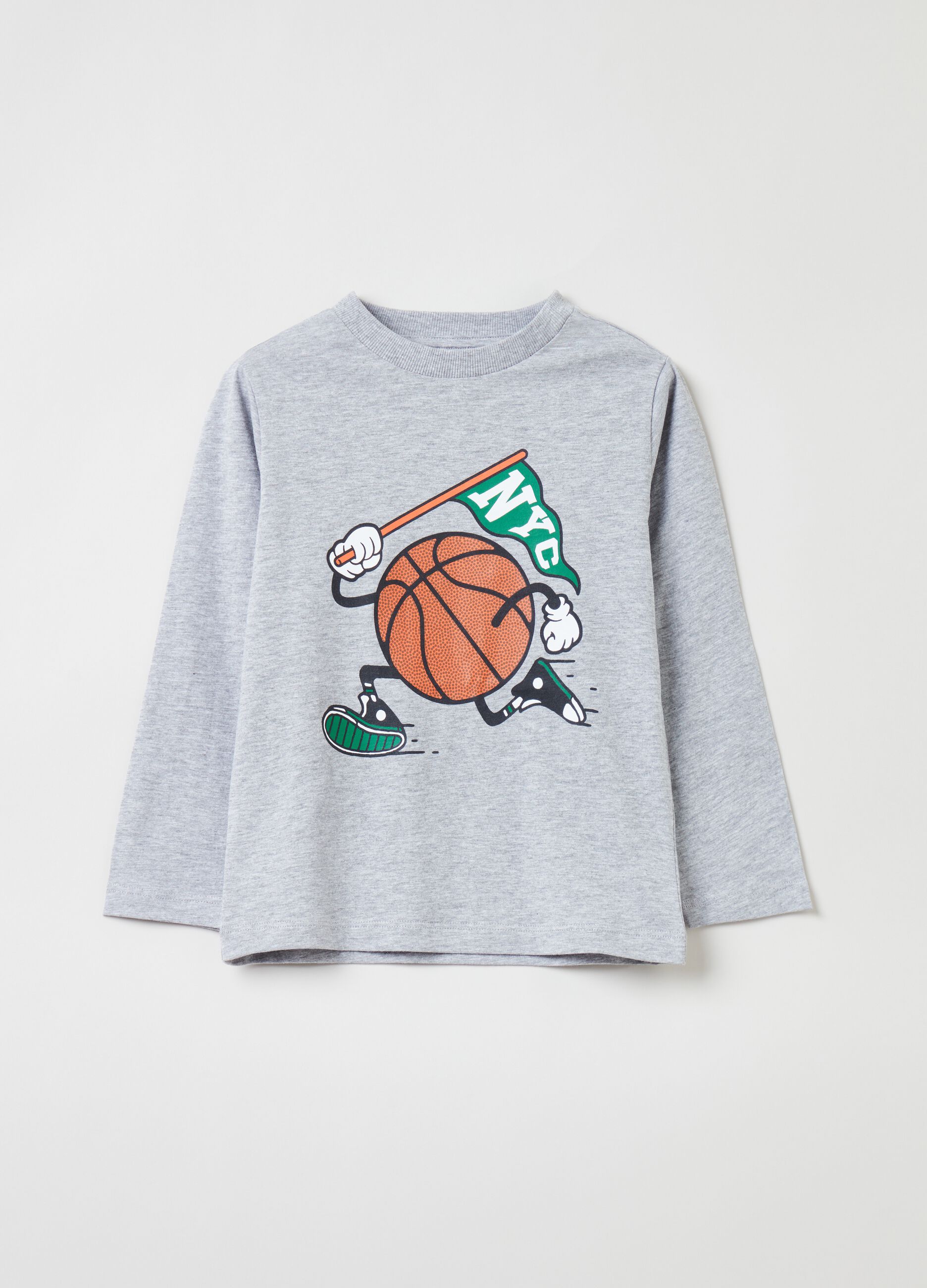 Long-sleeved T-shirt with ball print