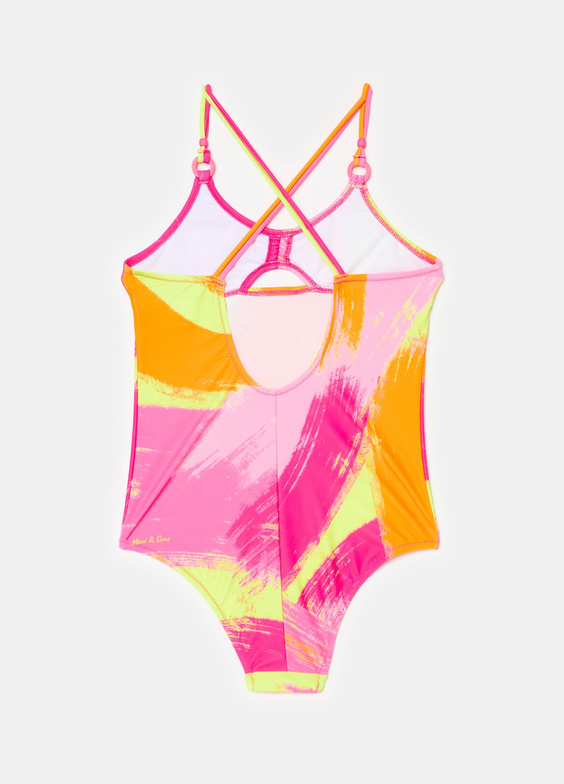 One-piece swimsuit with print