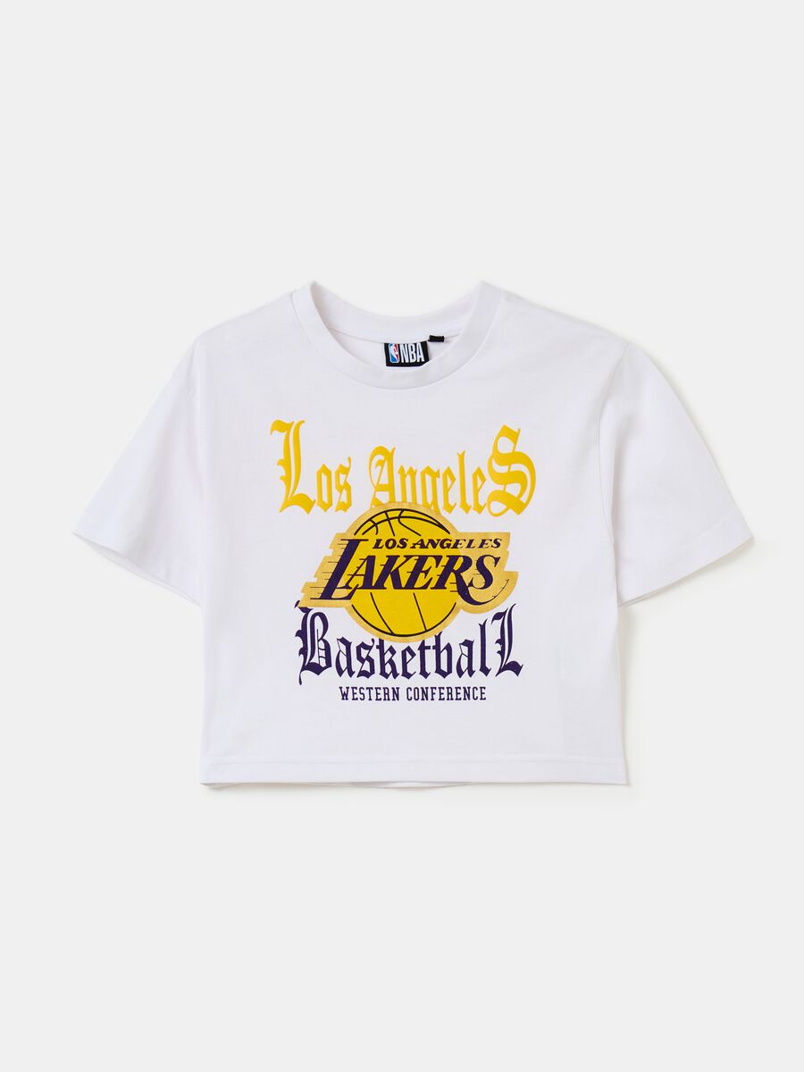 Crop T-shirt with NBA Los Angeles Lakers print_0