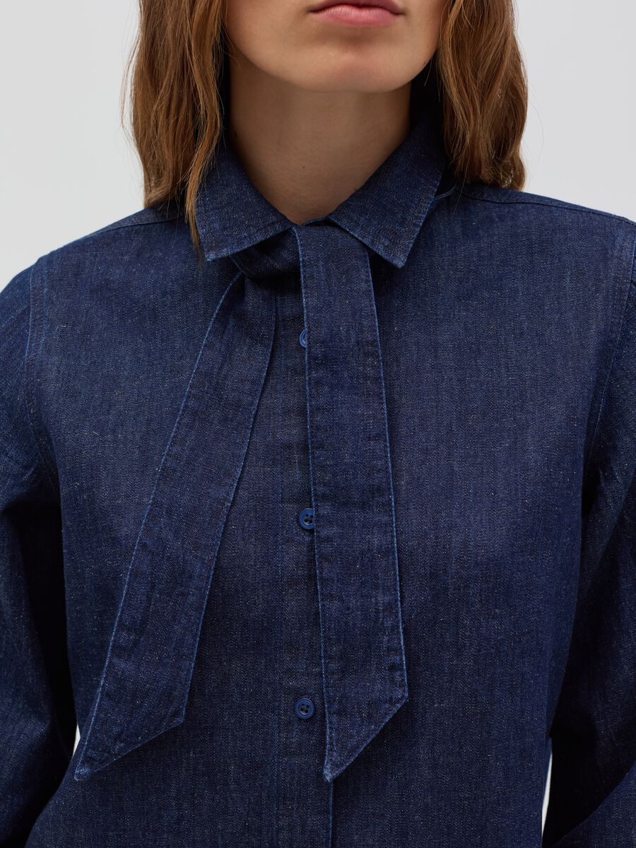 Denim shirt with puff sleeves_3